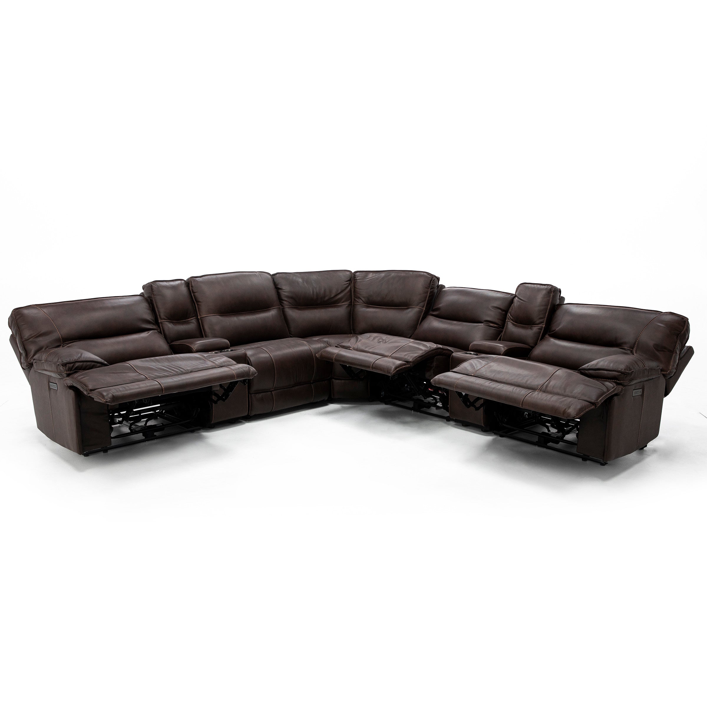 Mustang 7-Pc. Leather Power Headrest Reclining Modular