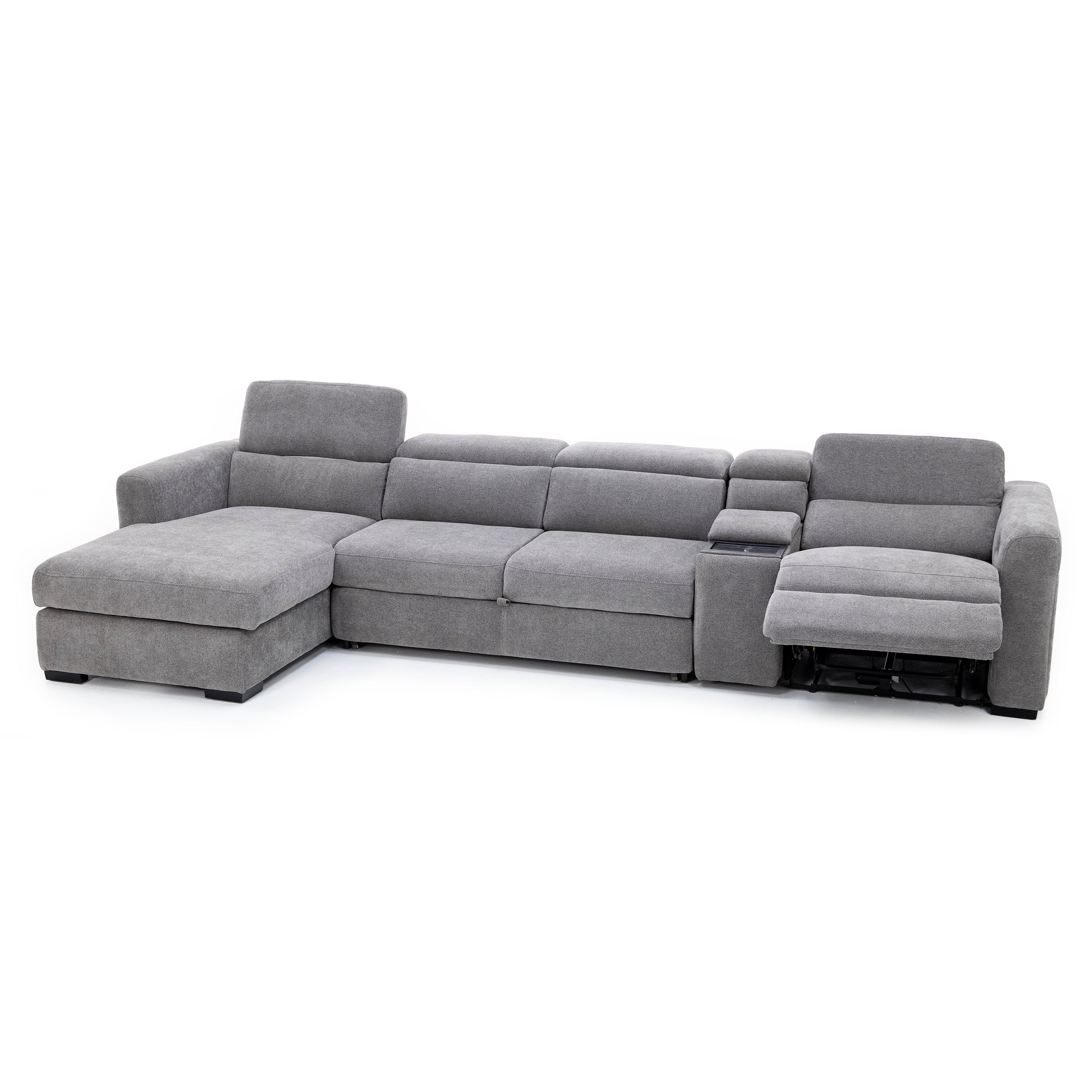 Surround 4-Pc. Fully Loaded Reclining Sectional With Sleeper And Bluetooth Speakers
