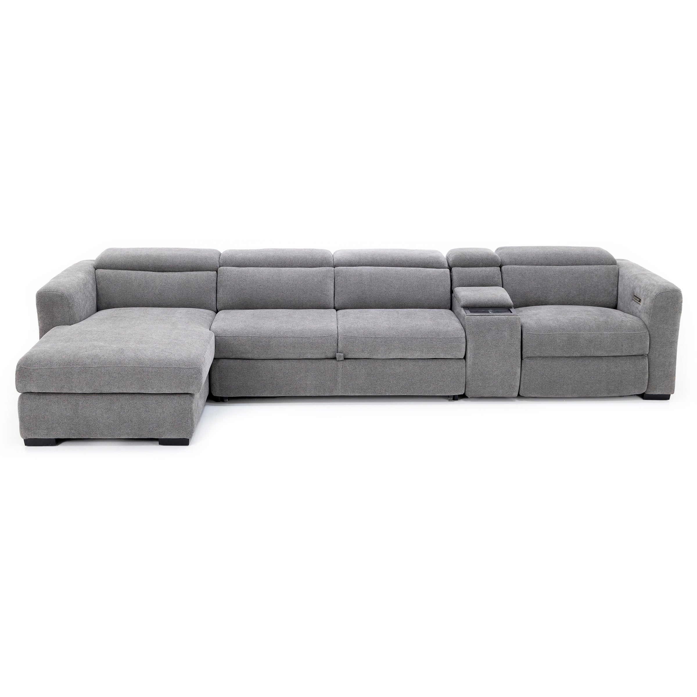 Surround 4-Pc. Fully Loaded Reclining Sectional With Sleeper And Bluetooth Speakers