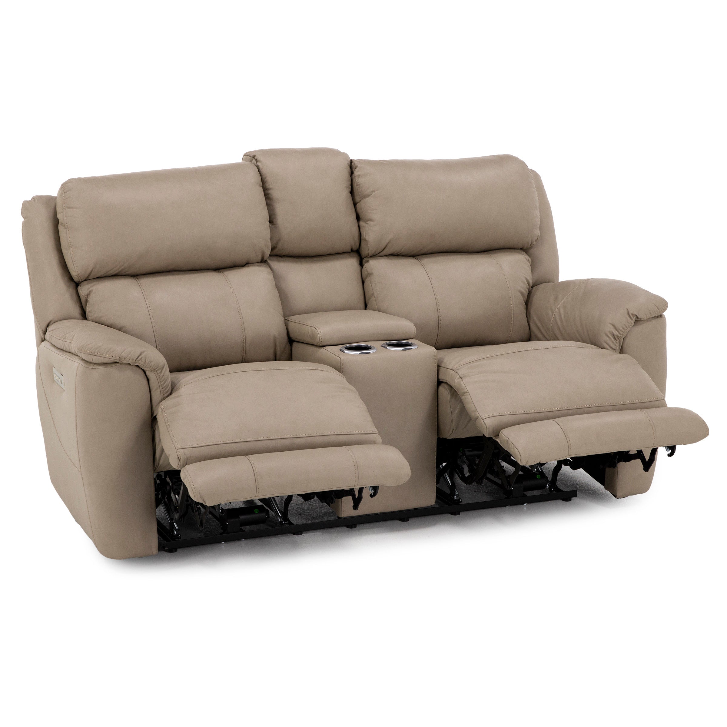 Florence Leather Fully Loaded Zero Gravity Reclining Console Loveseat