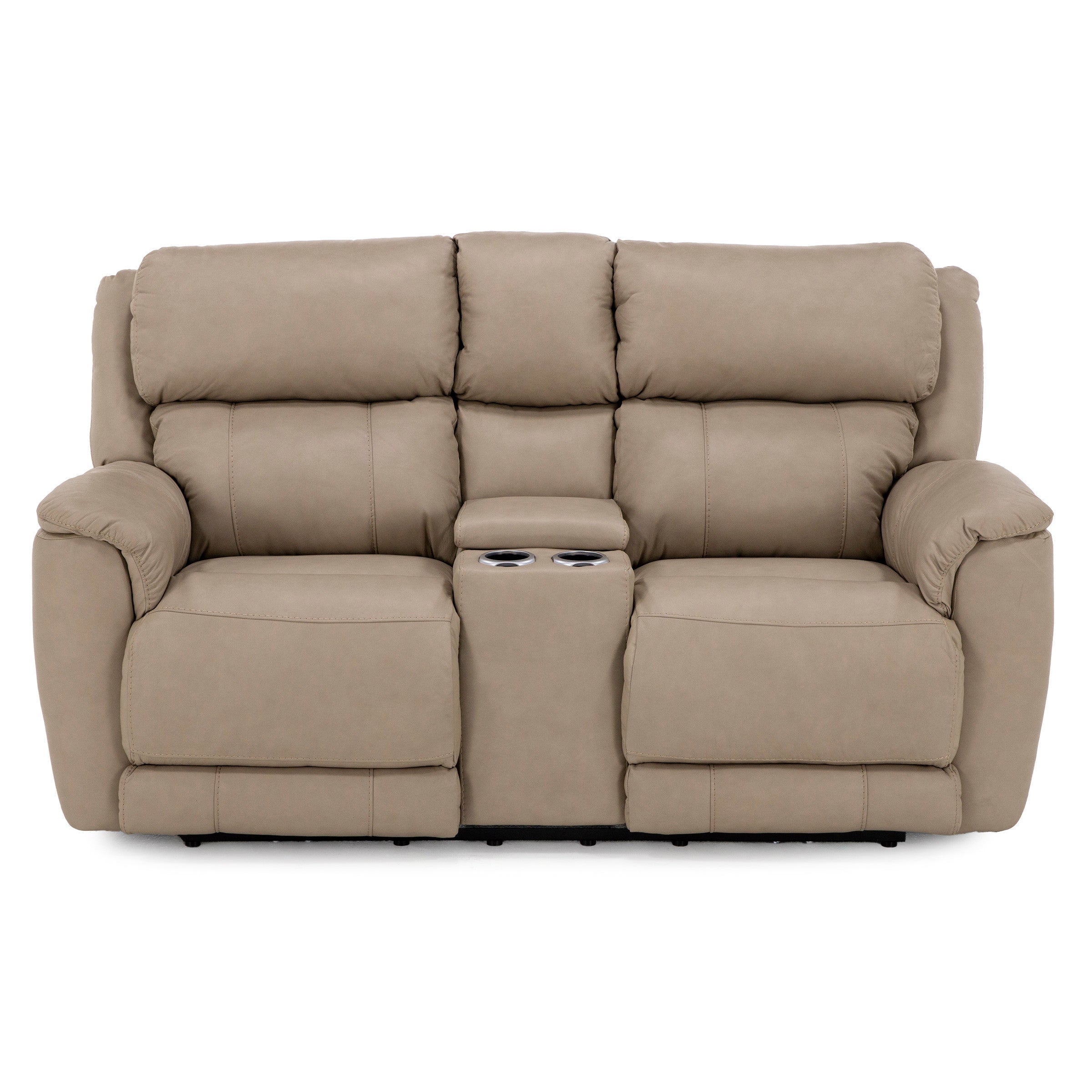 Florence Leather Fully Loaded Zero Gravity Reclining Console Loveseat
