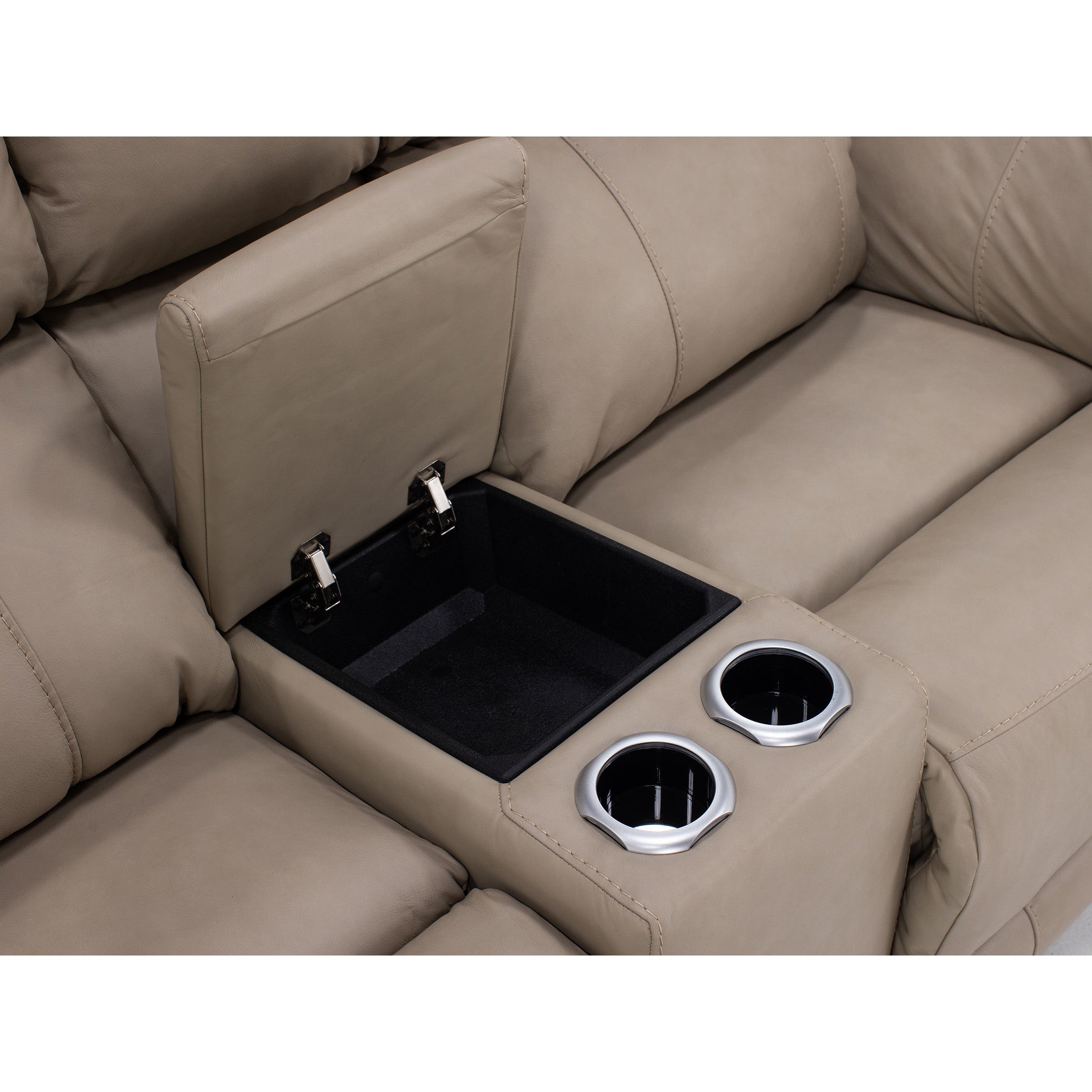 Florence Leather Fully Loaded Zero Gravity Reclining Console Loveseat