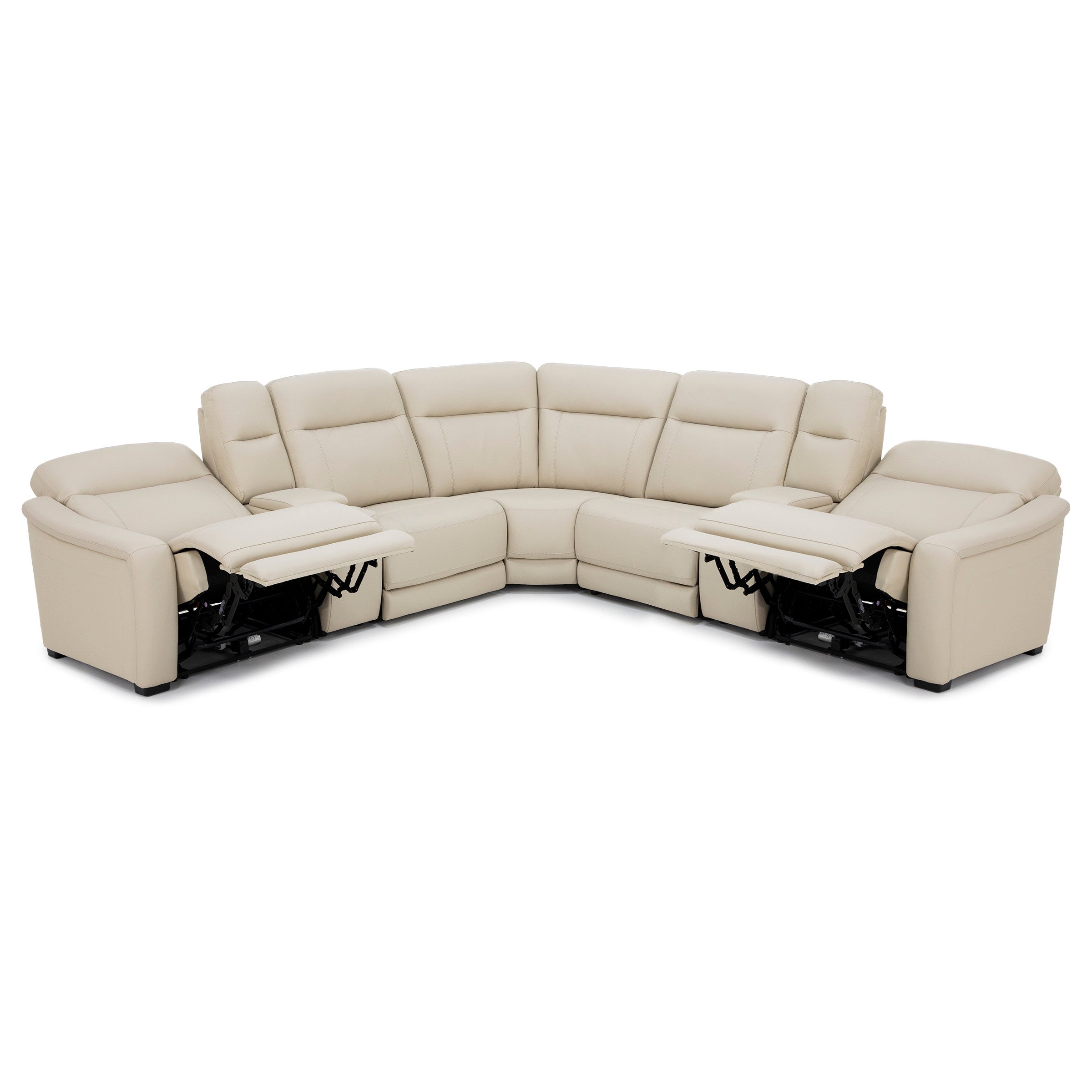 Drew & Jonathan Home Newport 7-Pc. Leather Power Headrest Reclining Modular In Newport Almond