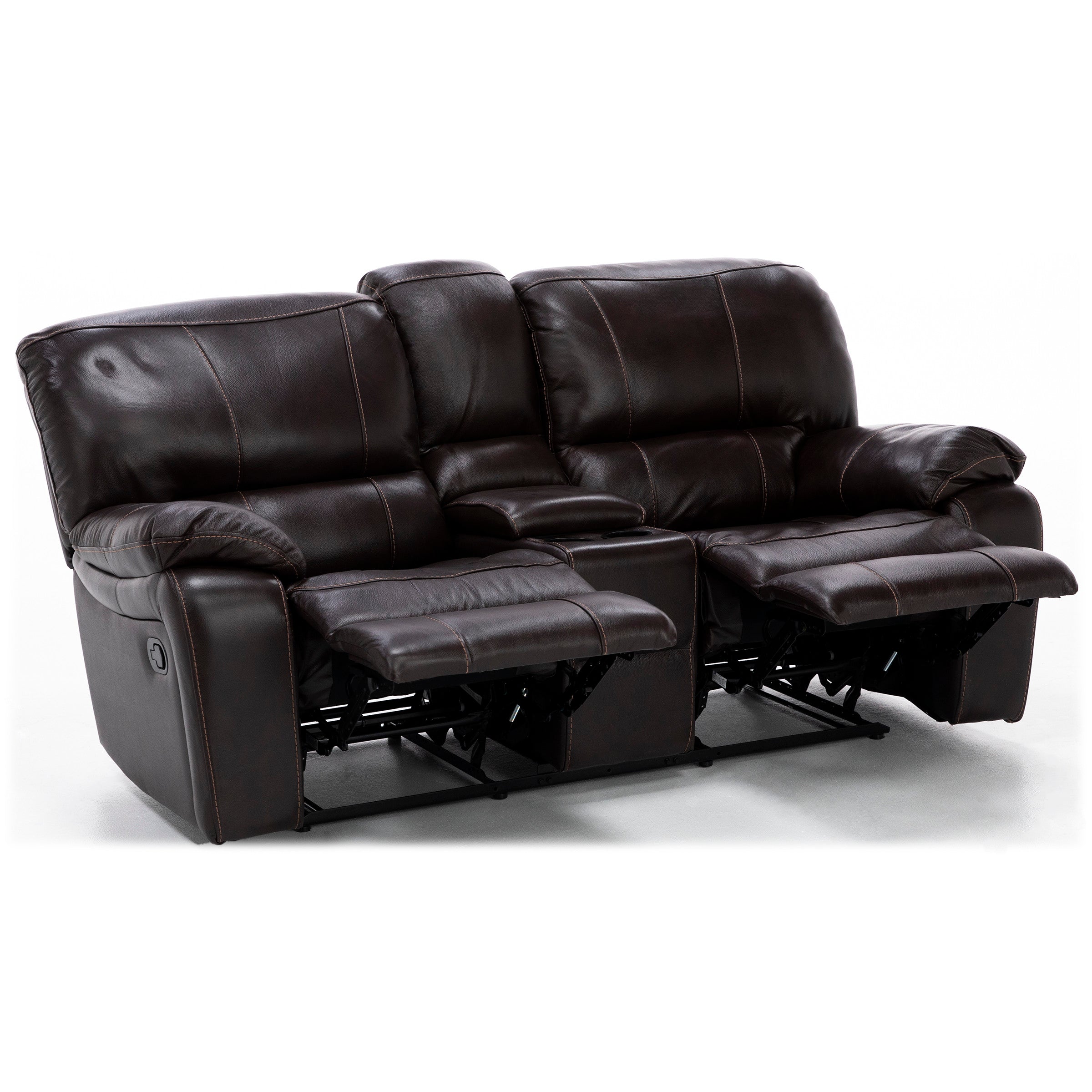 Kameron Leather Reclining Console Loveseat