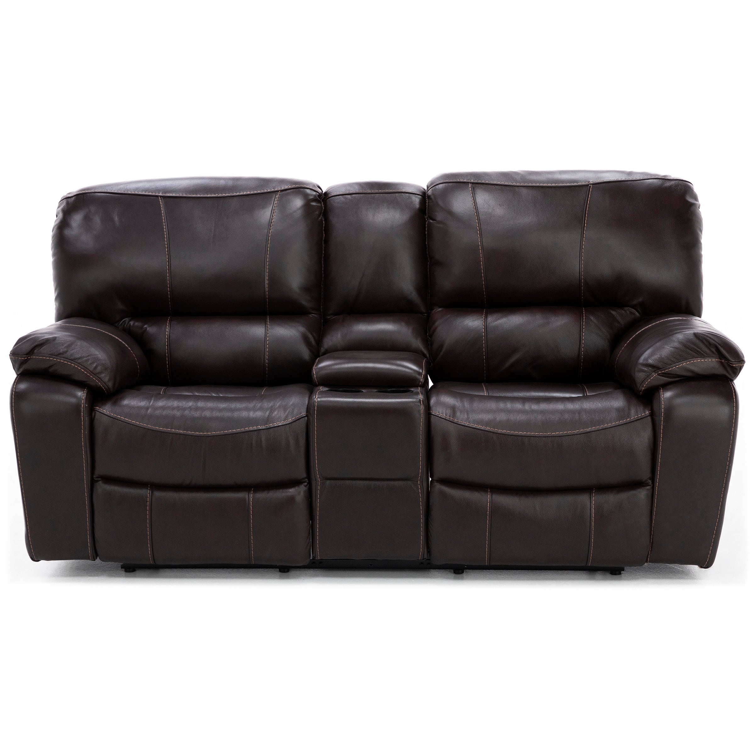 Kameron Leather Reclining Console Loveseat