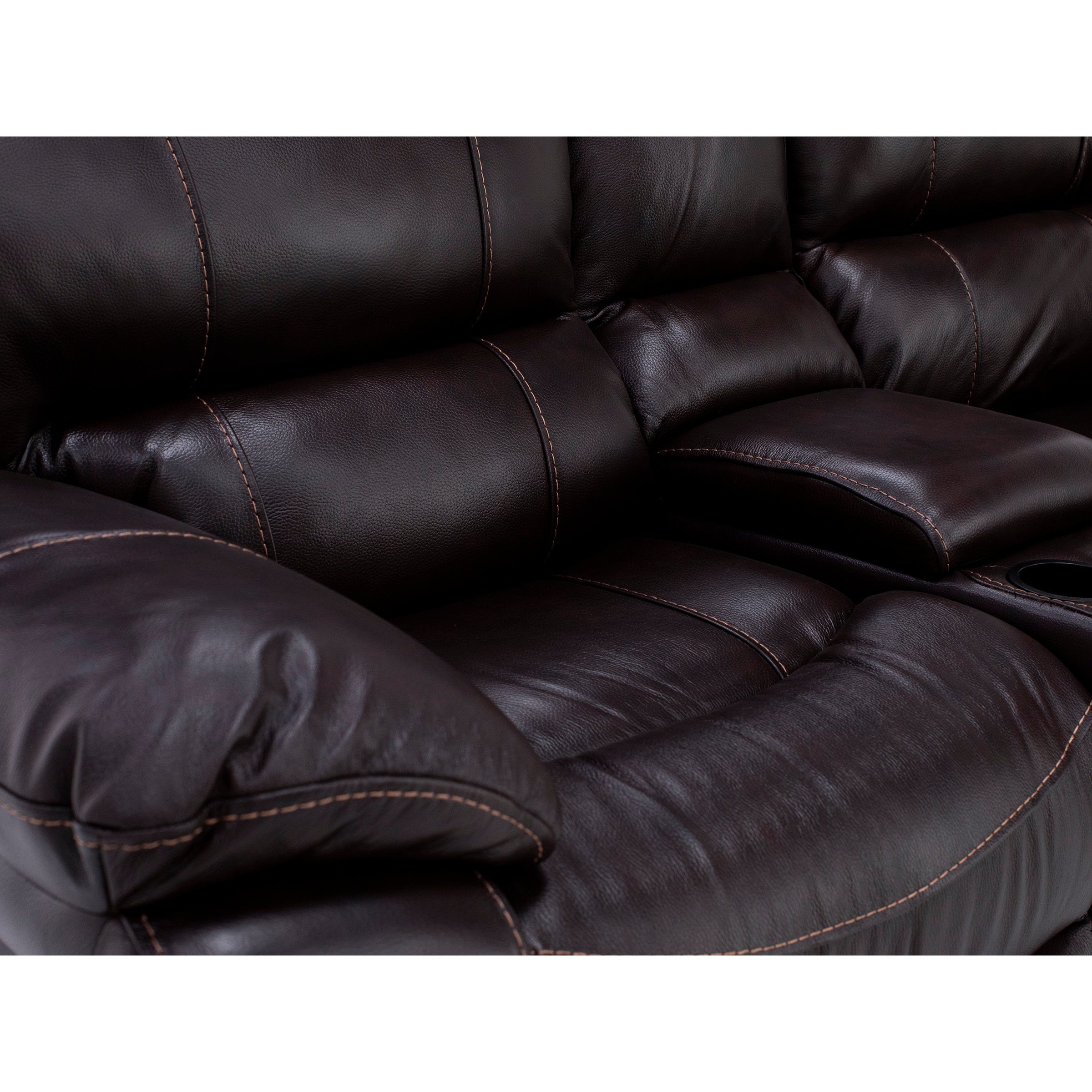 Kameron Leather Reclining Console Loveseat
