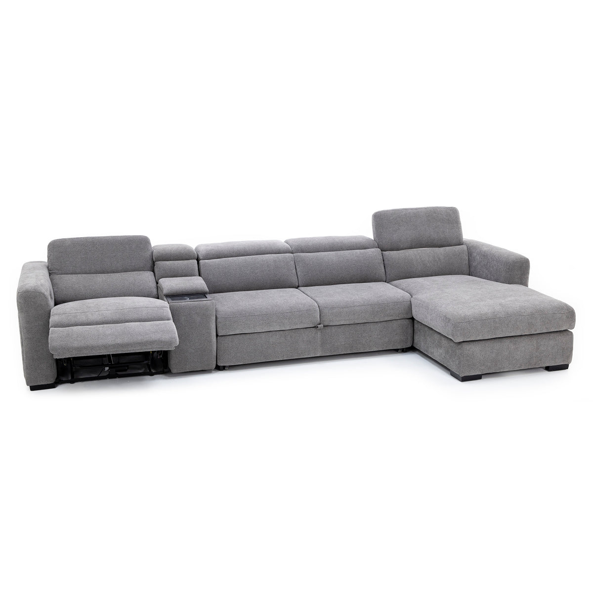 Surround 4-Pc. Fully Loaded Reclining Sectional With Sleeper And Bluetooth Speakers