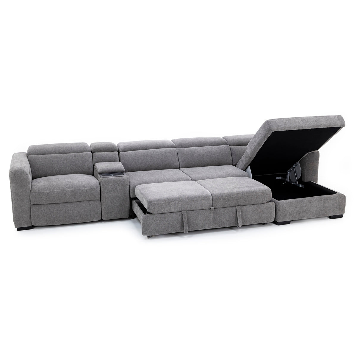 Surround 4-Pc. Fully Loaded Reclining Sectional With Sleeper And Bluetooth Speakers