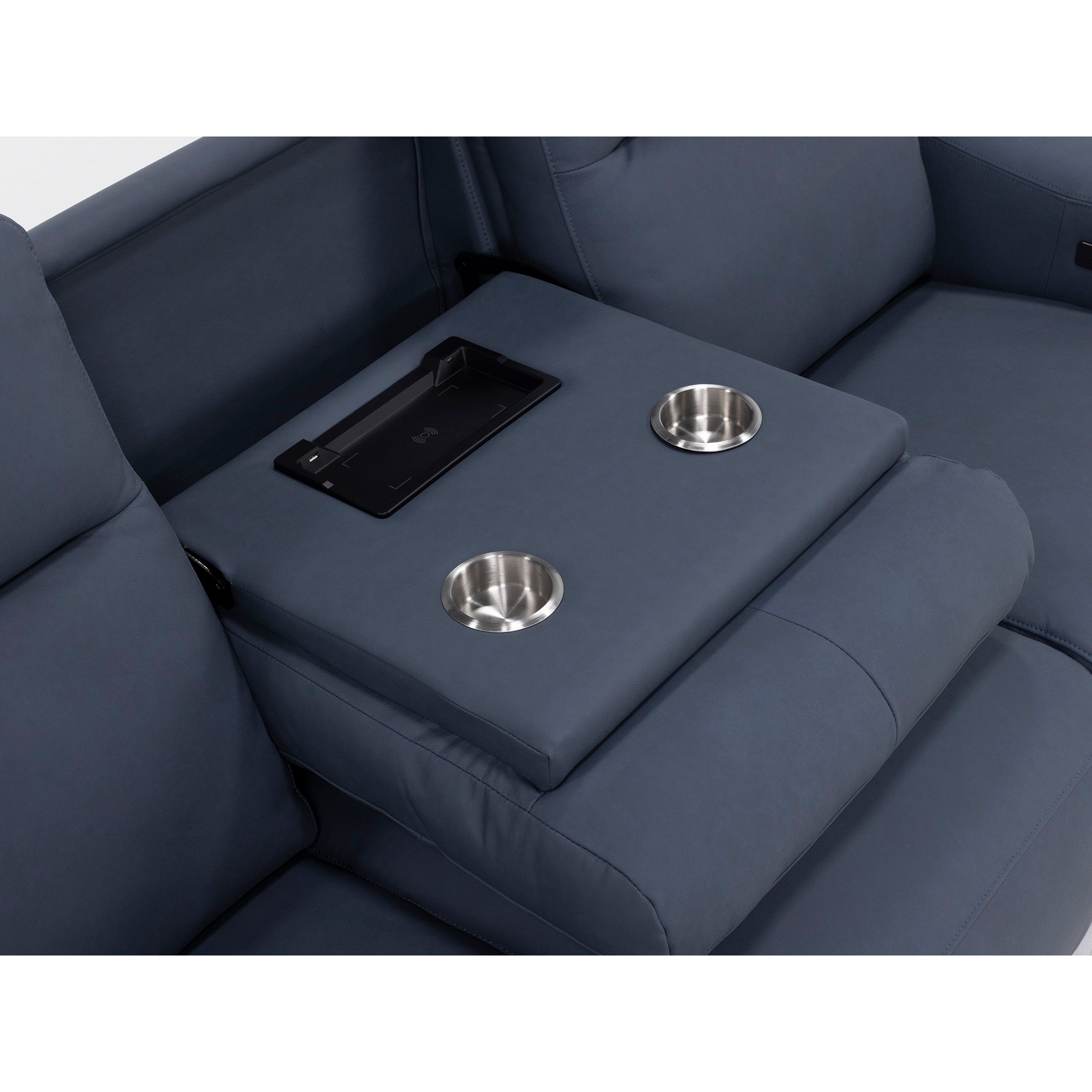 Kaden 3Pc Leather Power Headrest Reclining Sofa With Drop Down Table & Charging