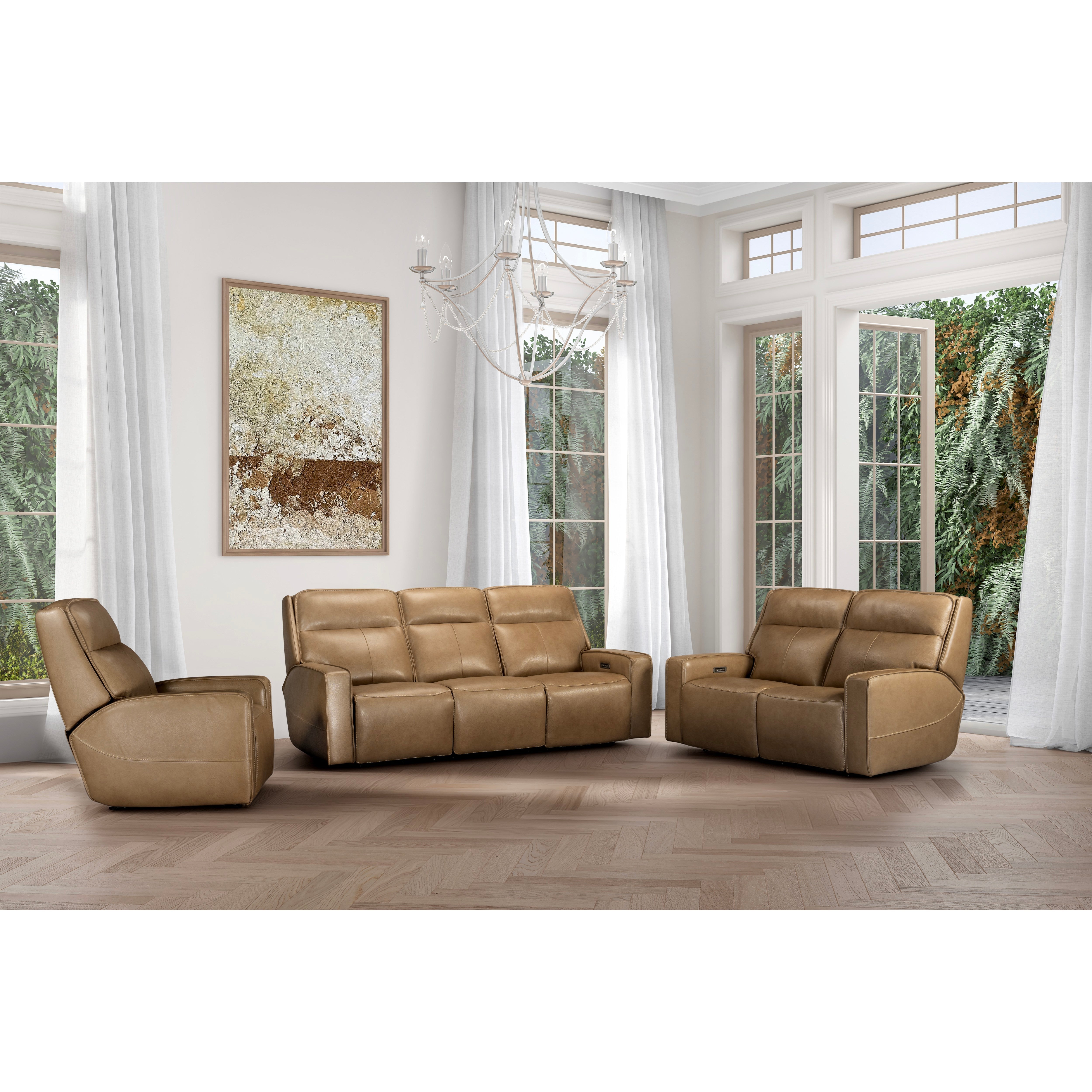 Nixie Leather Fully Loaded Reclining Sofa