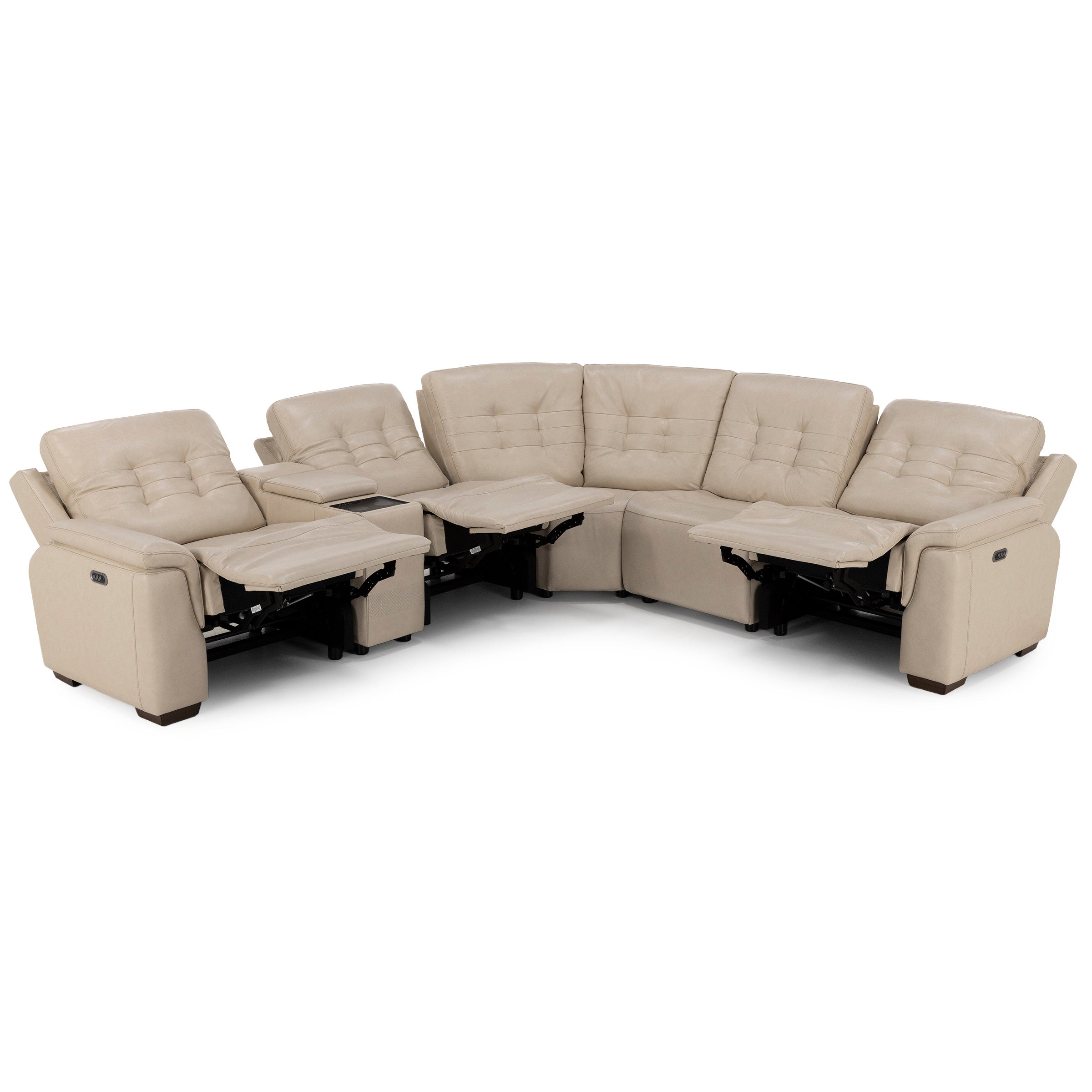 Nora 6-Pc. Leather Power Headrest Reclining Modular