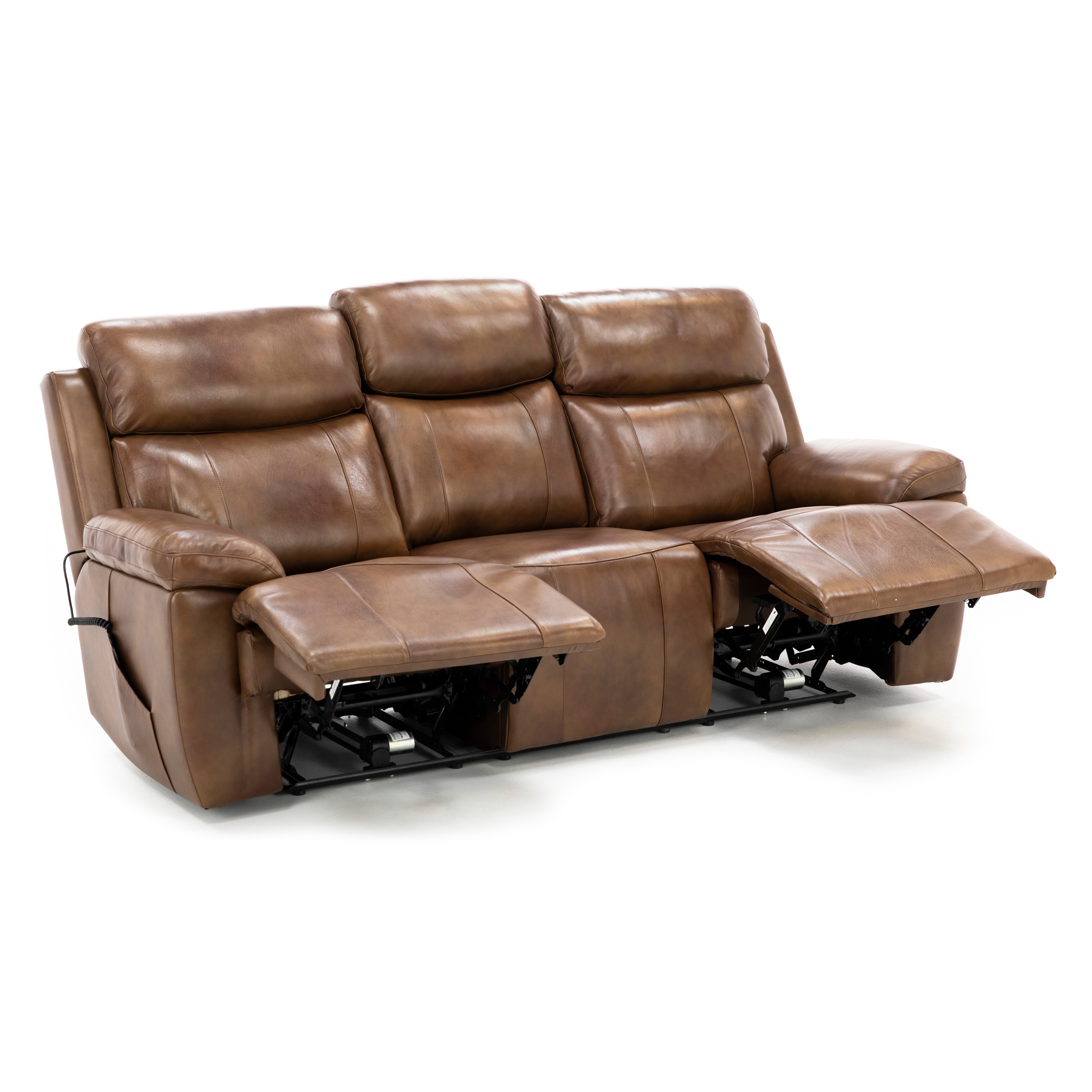 Direct Designs Evanston Leather Fully Loaded Reclining Sofa with Air Massage, Heat & Drop Down Table