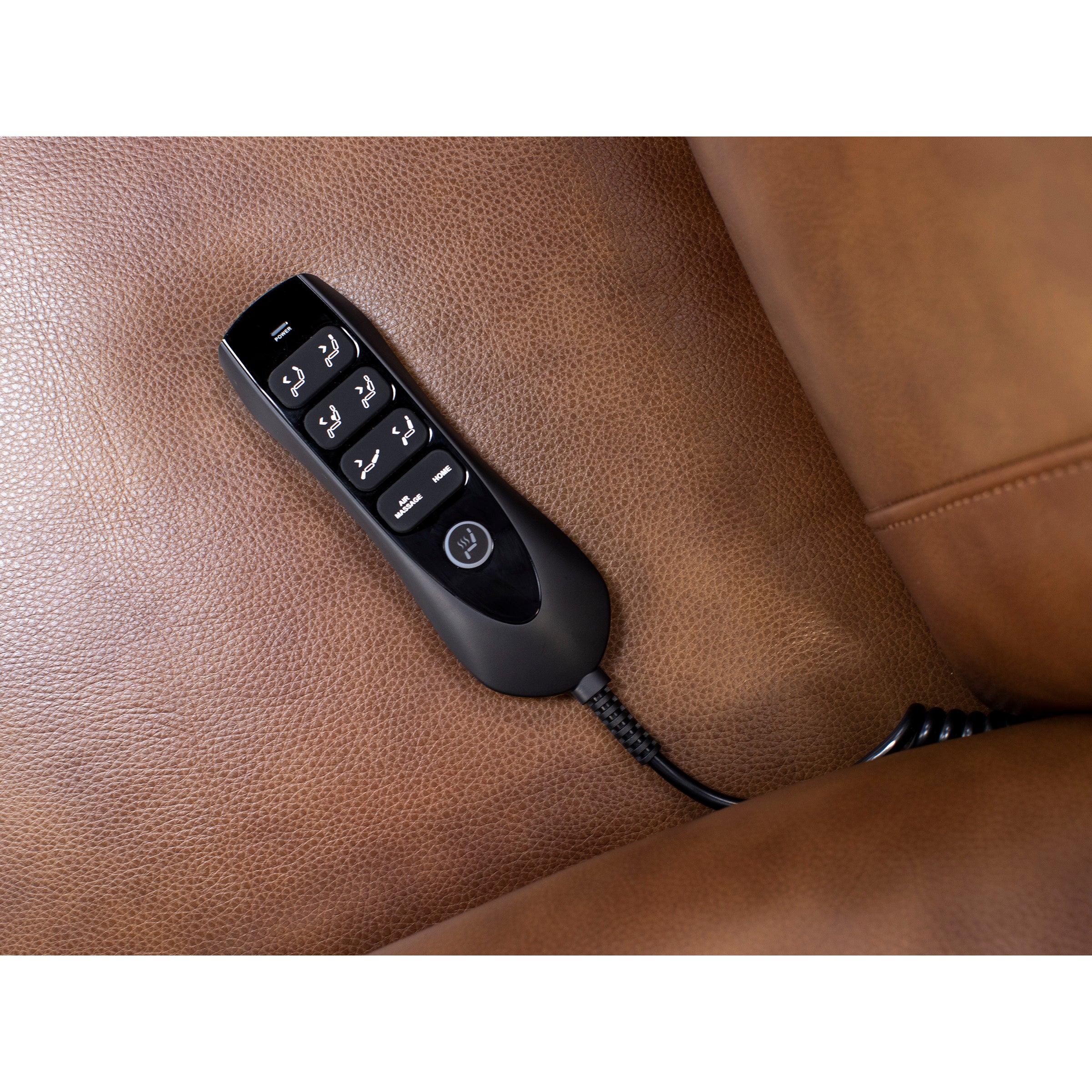 Direct Designs Evanston Leather Fully Loaded Reclining Sofa with Air Massage, Heat & Drop Down Table