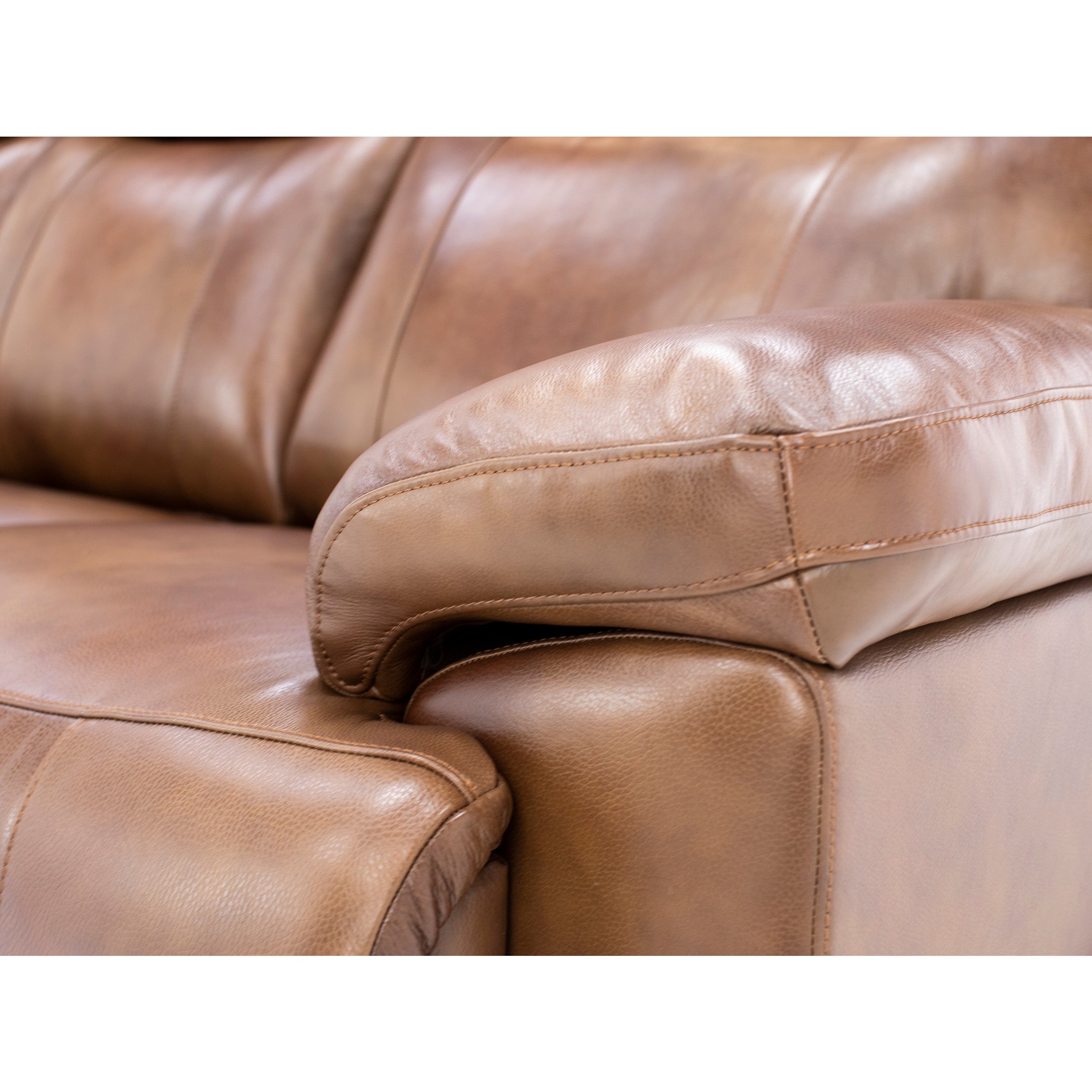 Direct Designs Evanston Leather Fully Loaded Reclining Sofa with Air Massage, Heat & Drop Down Table