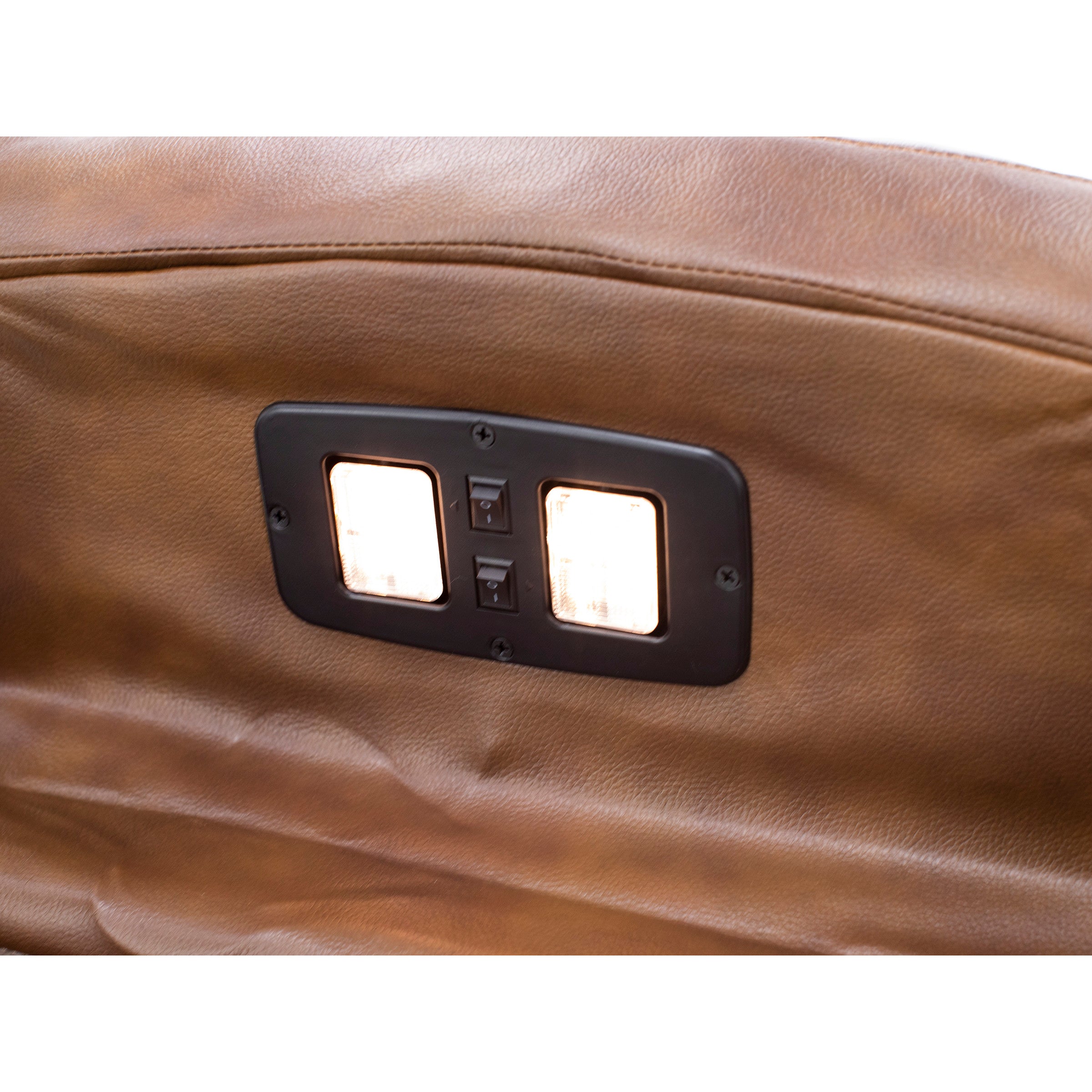 Direct Designs Evanston Leather Fully Loaded Reclining Sofa with Air Massage, Heat & Drop Down Table