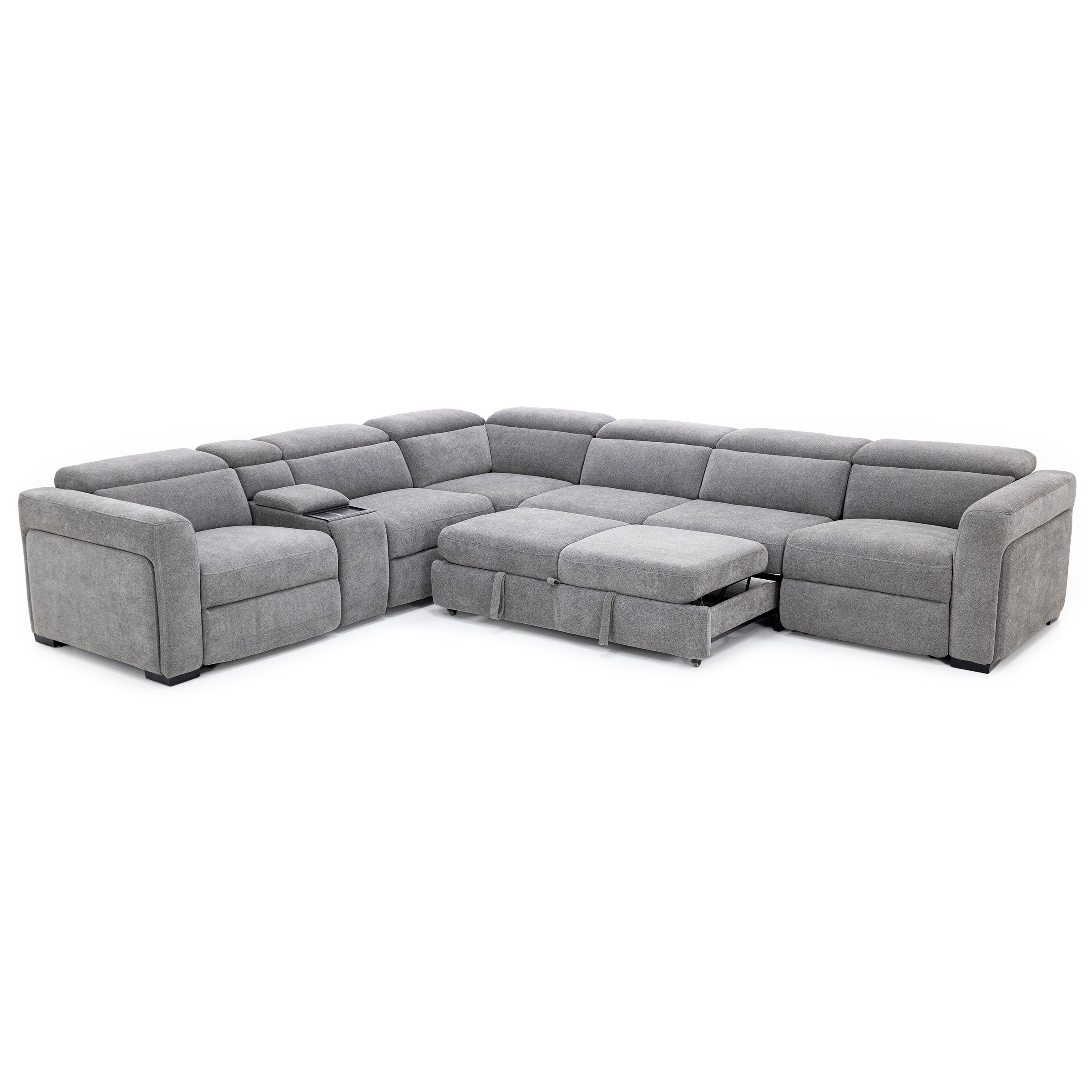 Surround 6-Pc. Fully Loaded Reclining Sectional With Sleeper And Bluetooth Speakers In Trenton/Dove
