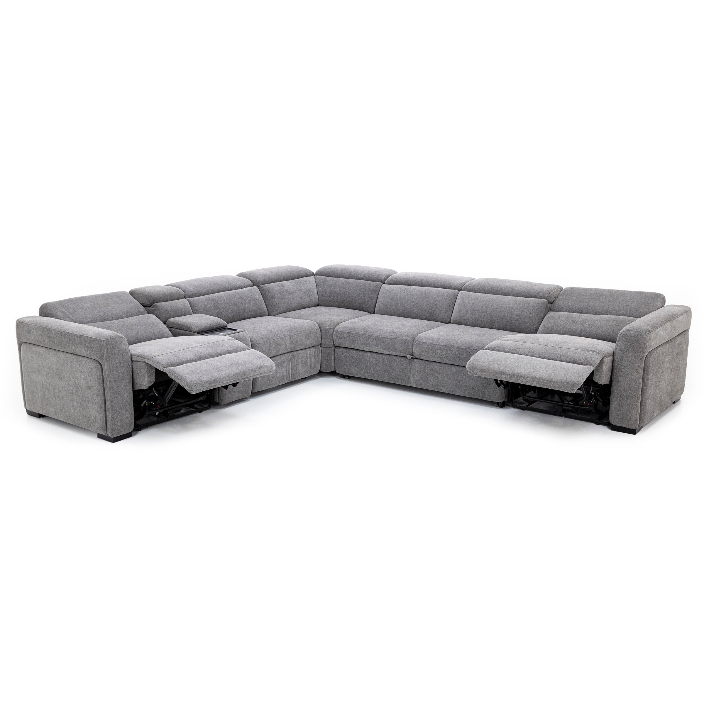 Surround 6-Pc. Fully Loaded Reclining Sectional With Sleeper And Bluetooth Speakers In Trenton/Dove