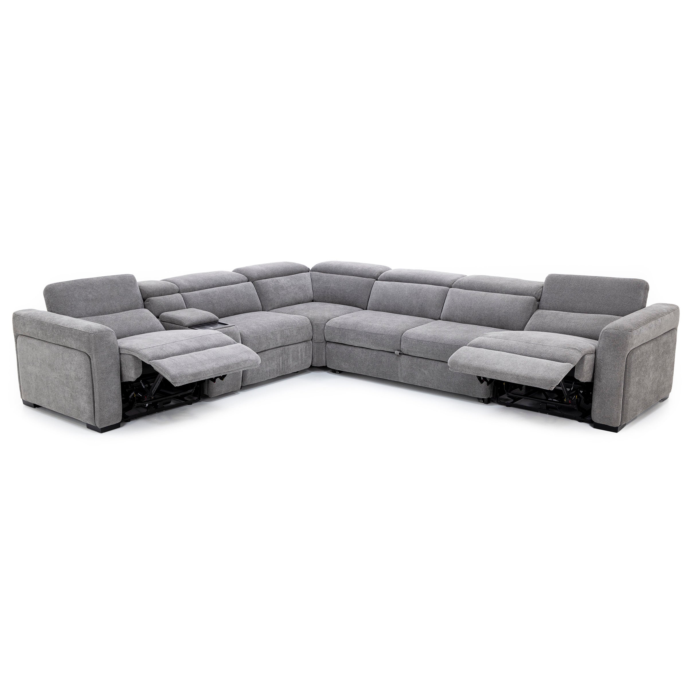 Surround 6-Pc. Fully Loaded Reclining Sectional With Sleeper And Bluetooth Speakers In Trenton/Dove