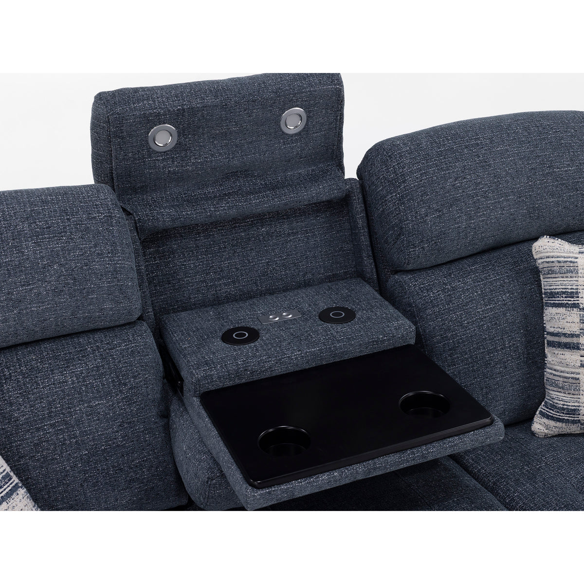 Pacific Pwr Hdrst Auto Glide Reclining Sofa W Drop Down Table