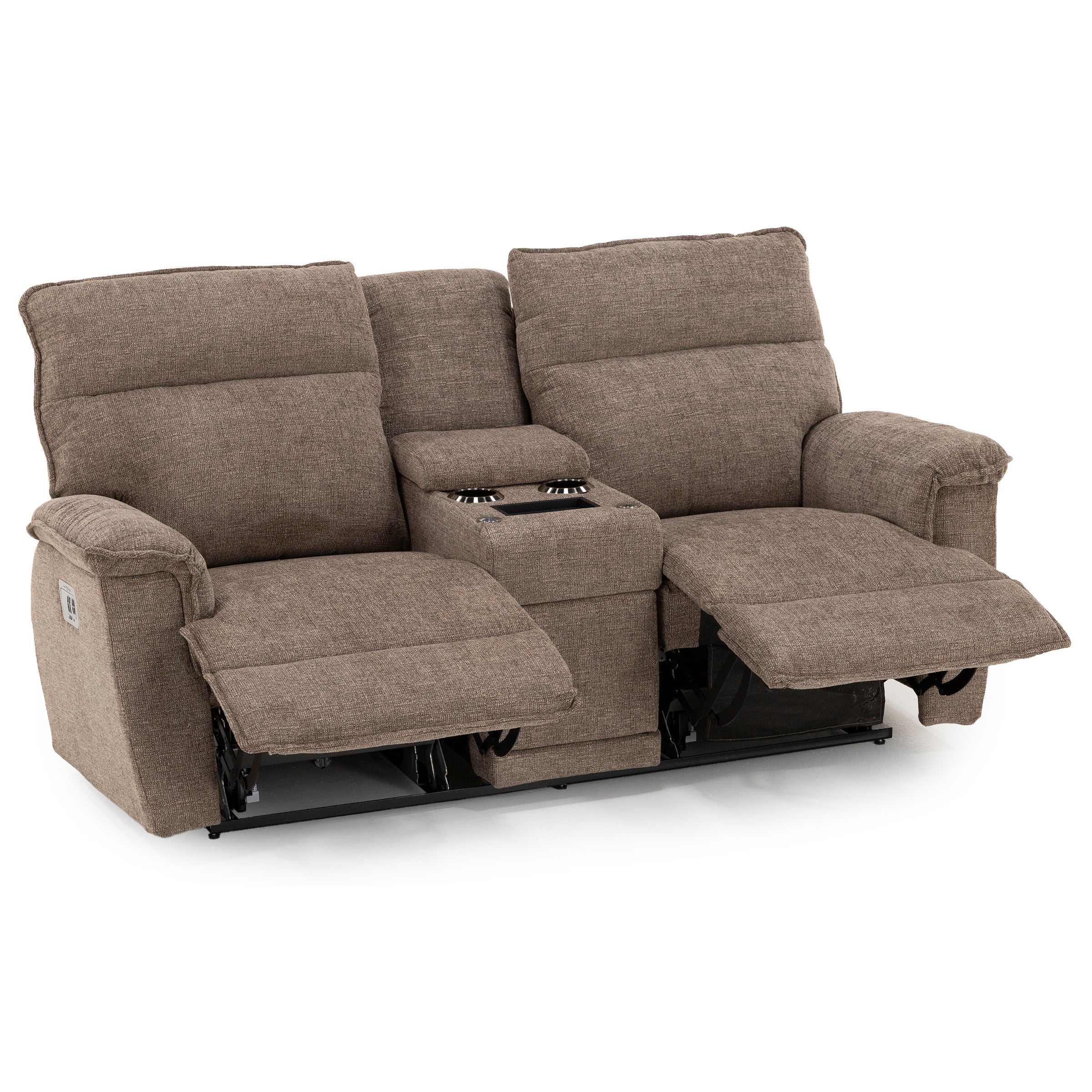 Jay Power Headrest Reclining Console Loveseat With Dual Wireless Remotes