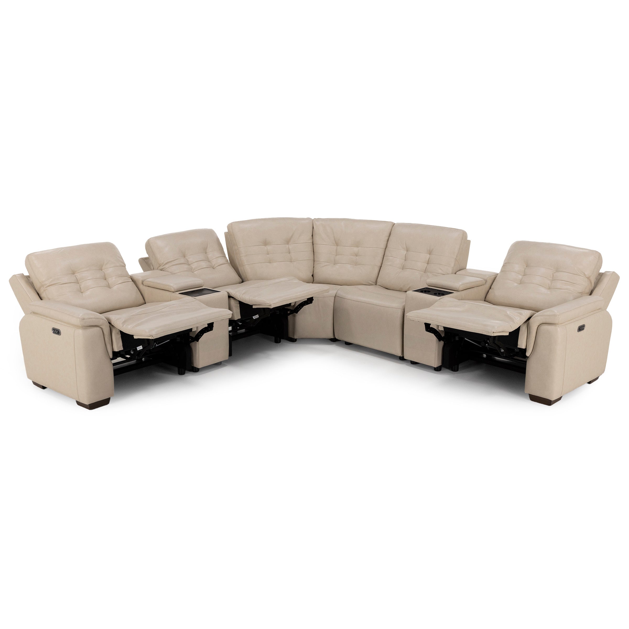 Nora 7-Pc. Leather Power Headrest Reclining Modular