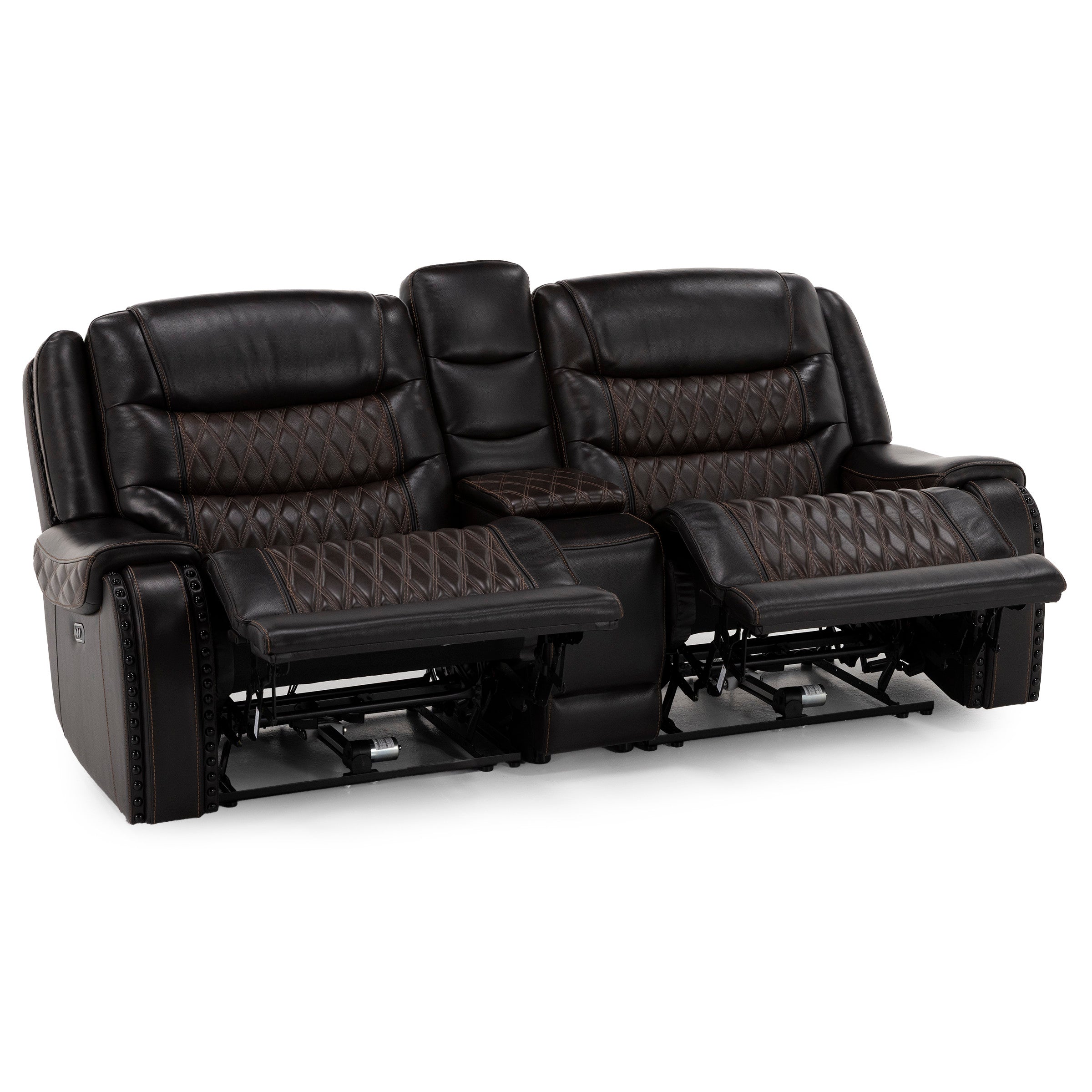 Drew & Jonathan Home Marquee 3-Pc. Leather Power Headrest Reclining Console Loveseat