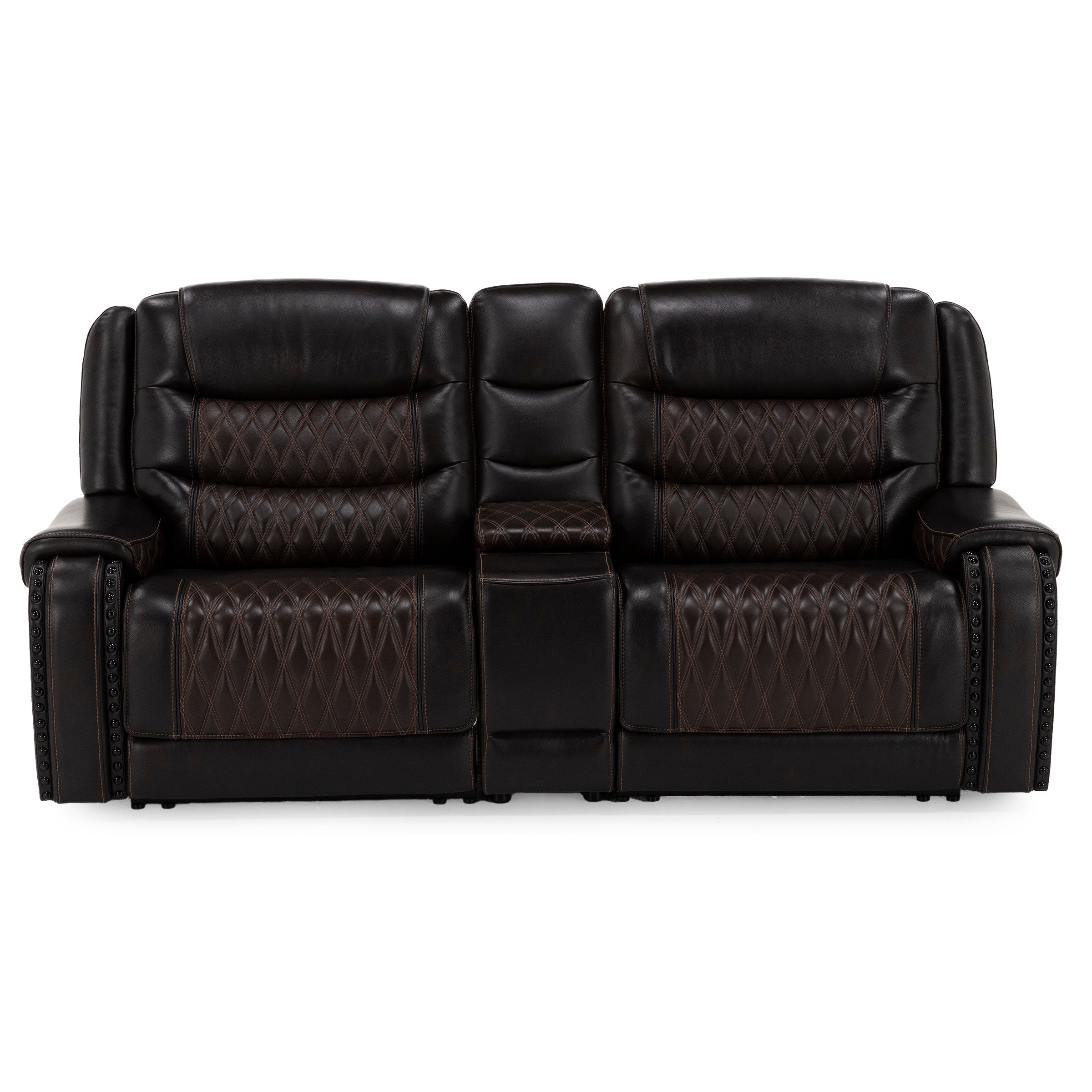 Drew & Jonathan Home Marquee 3-Pc. Leather Power Headrest Reclining Console Loveseat