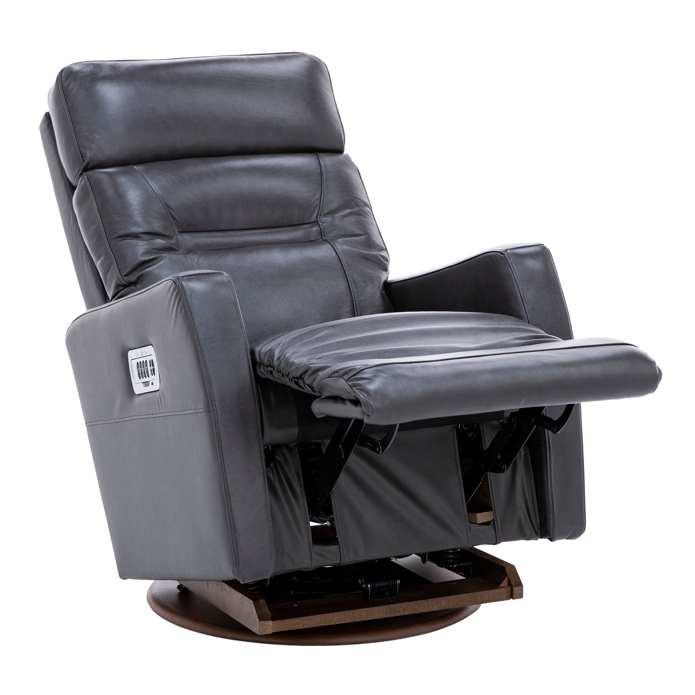 Lennon Leather Fully Loaded Swivel Recliner With Wireless Remote