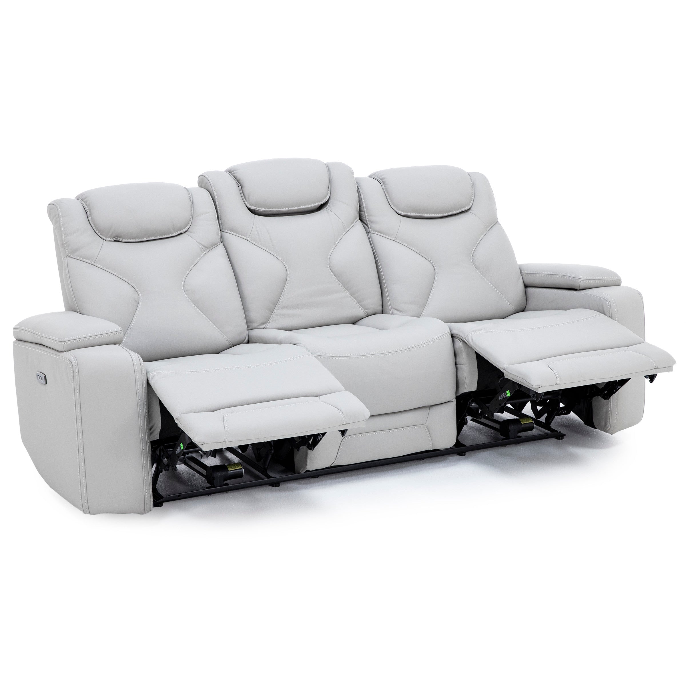 Jet Set Leather Power Headrest Zero Gravity Reclining Sofa With Power Drop Down Table