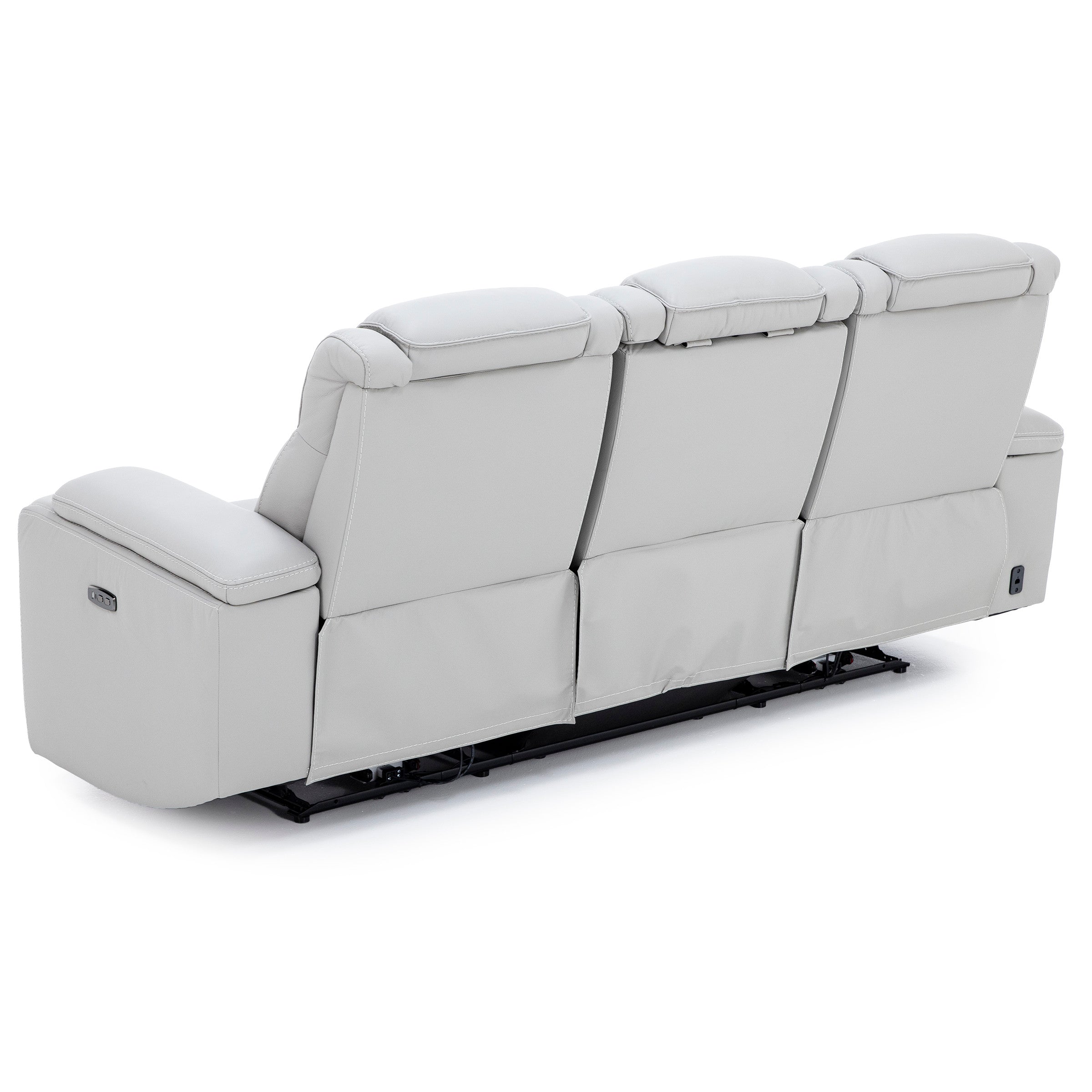 Jet Set Leather Power Headrest Zero Gravity Reclining Sofa With Power Drop Down Table