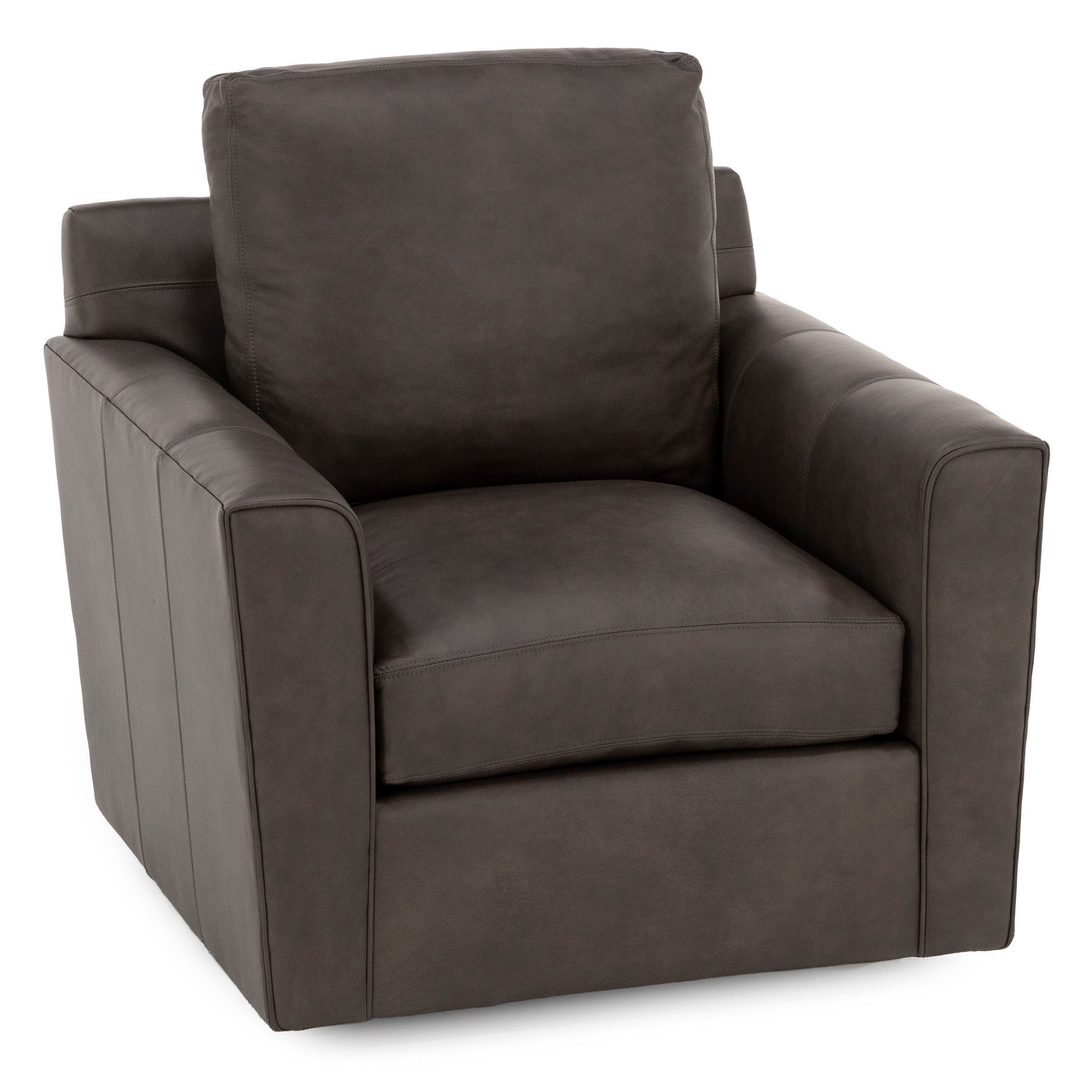 Darby Leather Flare Arm Swivel Chair