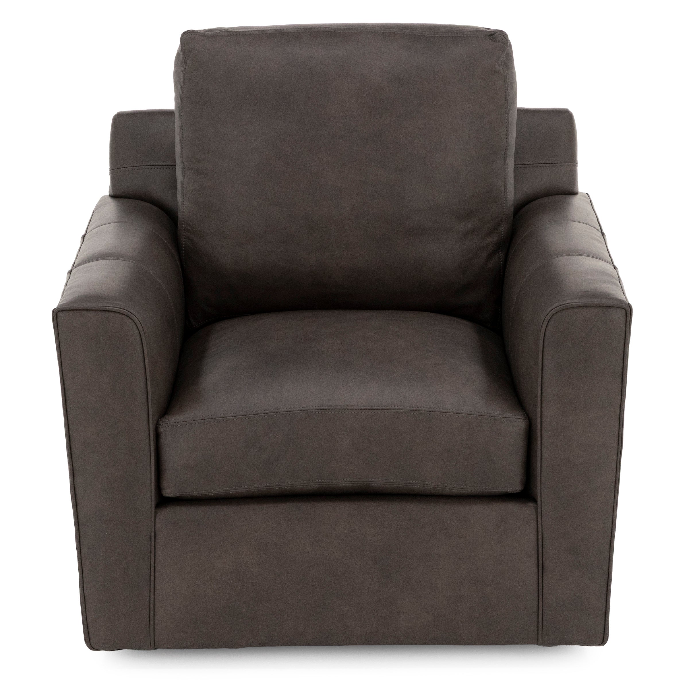 Darby Leather Flare Arm Swivel Chair