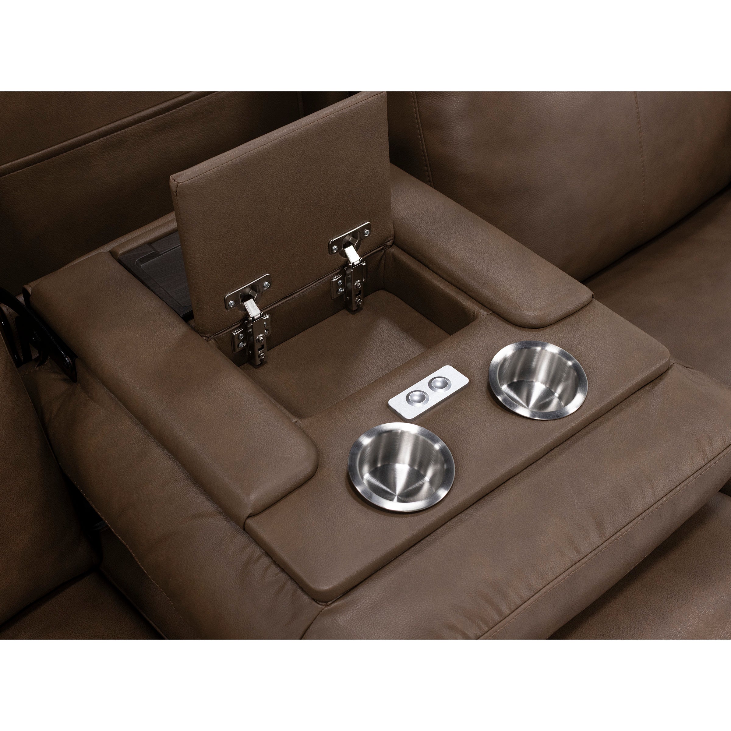 Flexsteel Dutchess Leather Fully Loaded Reclining Sofa With Drop Down Table