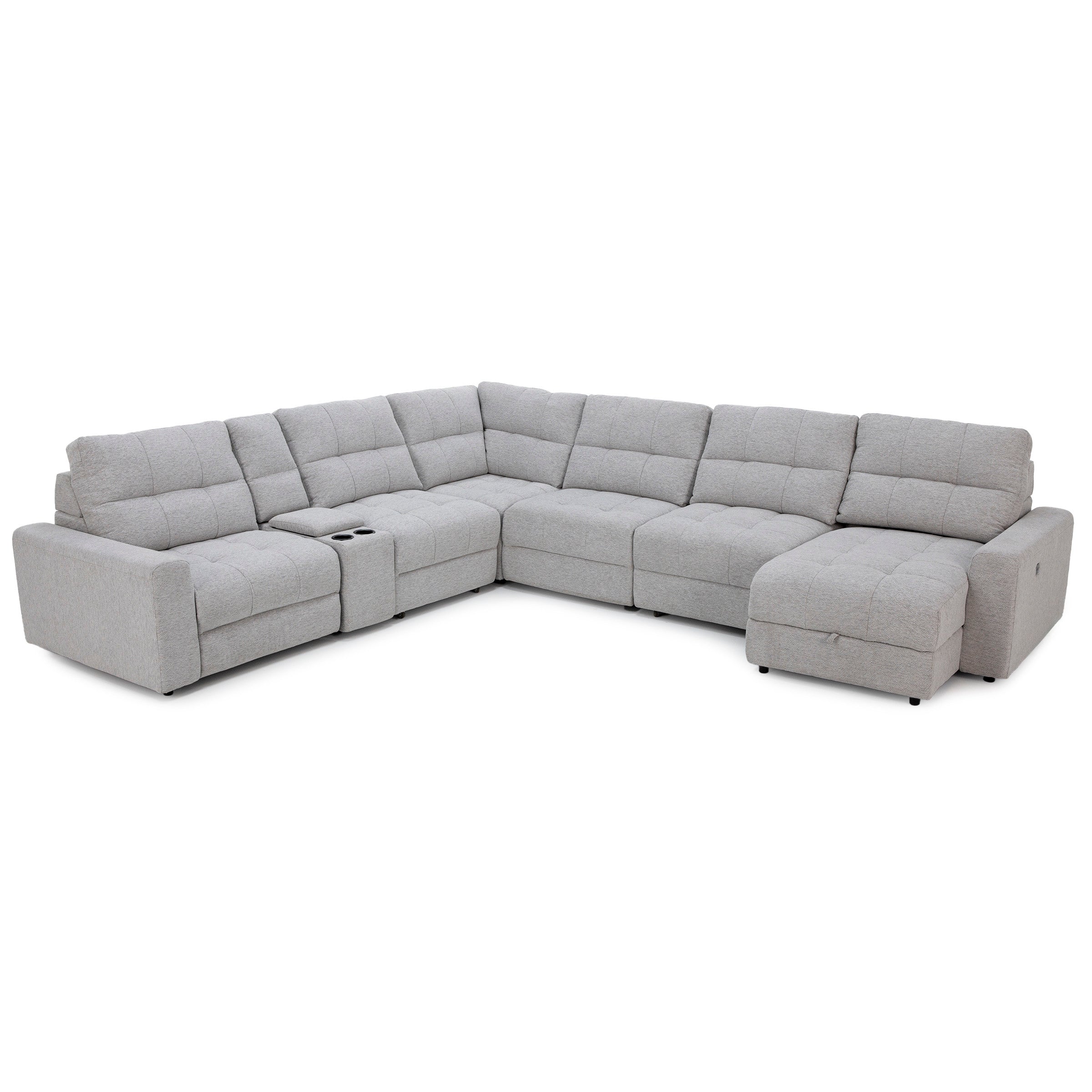 Duncan 7-Pc. Power Reclining Modular With Two Power Armless Sliding Chairs