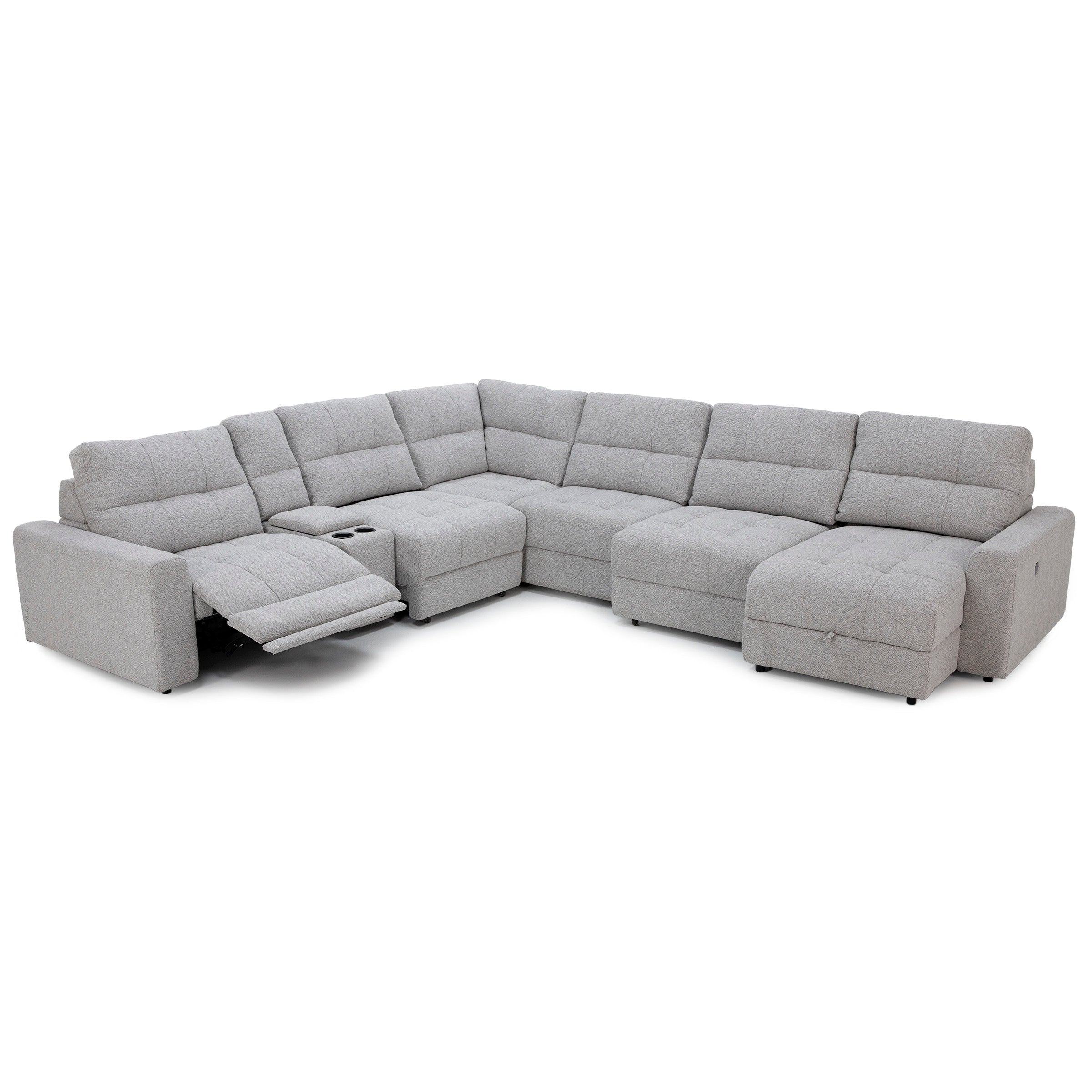 Duncan 7-Pc. Power Reclining Modular With Two Power Armless Sliding Chairs