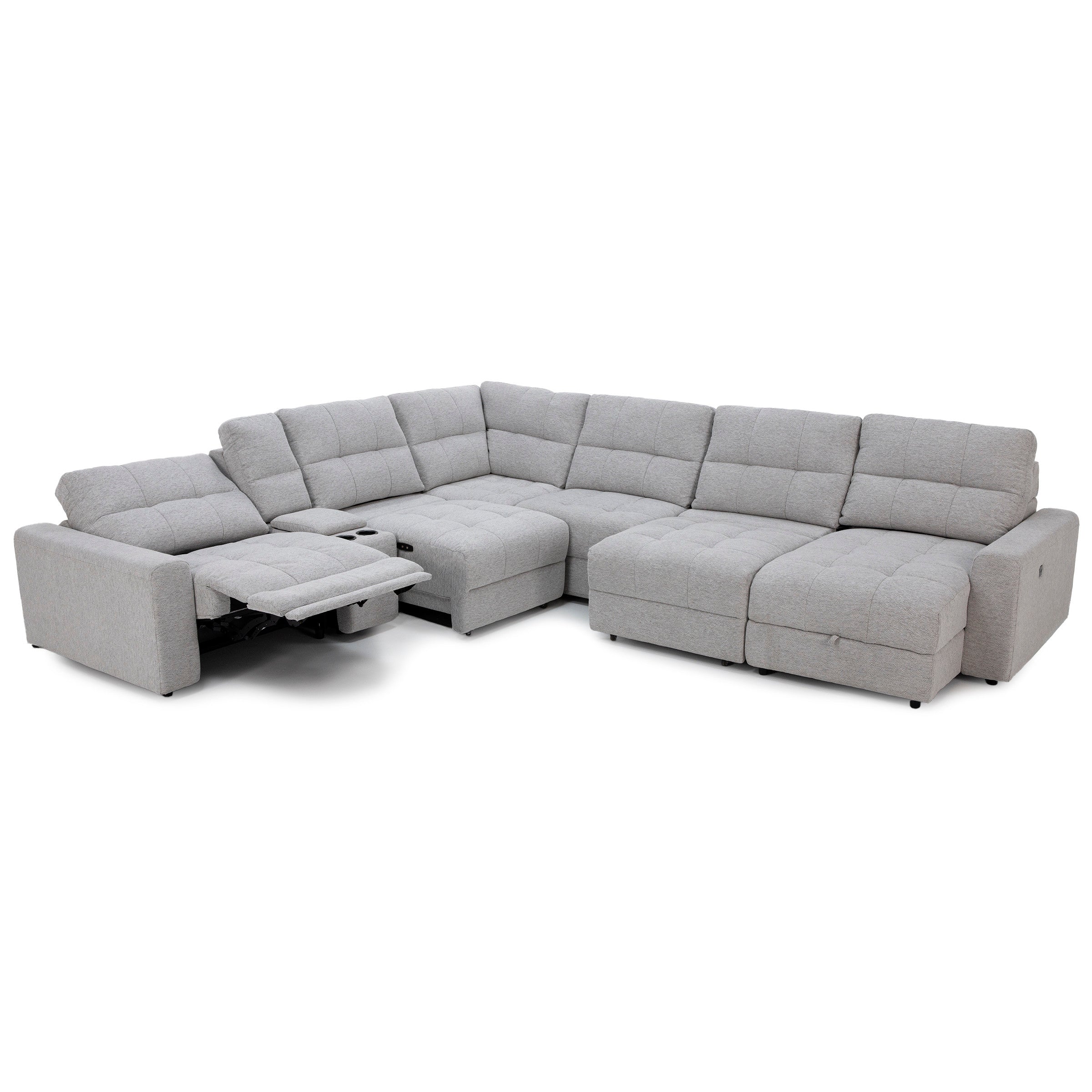Duncan 7-Pc. Power Reclining Modular With Two Power Armless Sliding Chairs