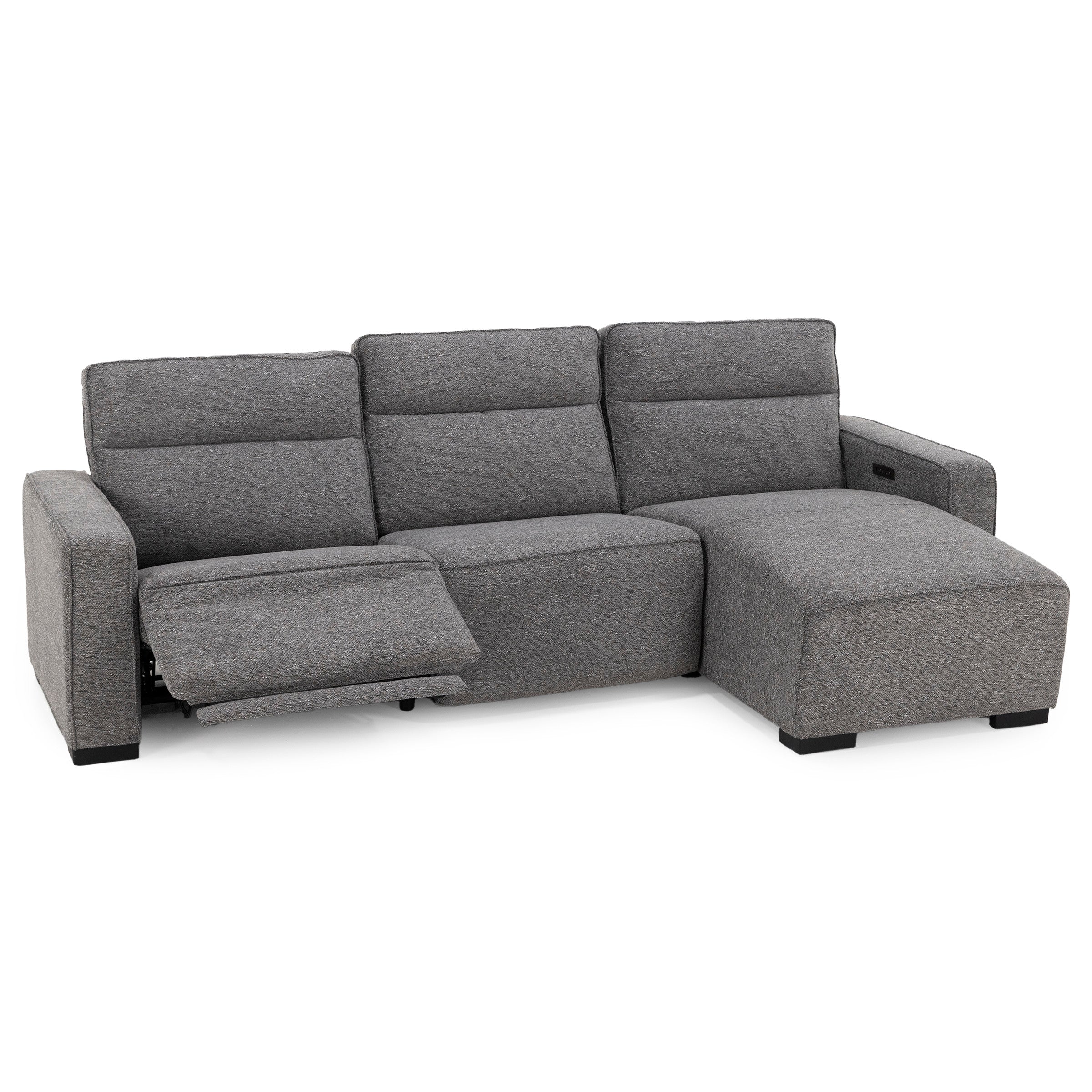 Beckett 3-Pc. Power Headrest Reclining Chaise Sofa