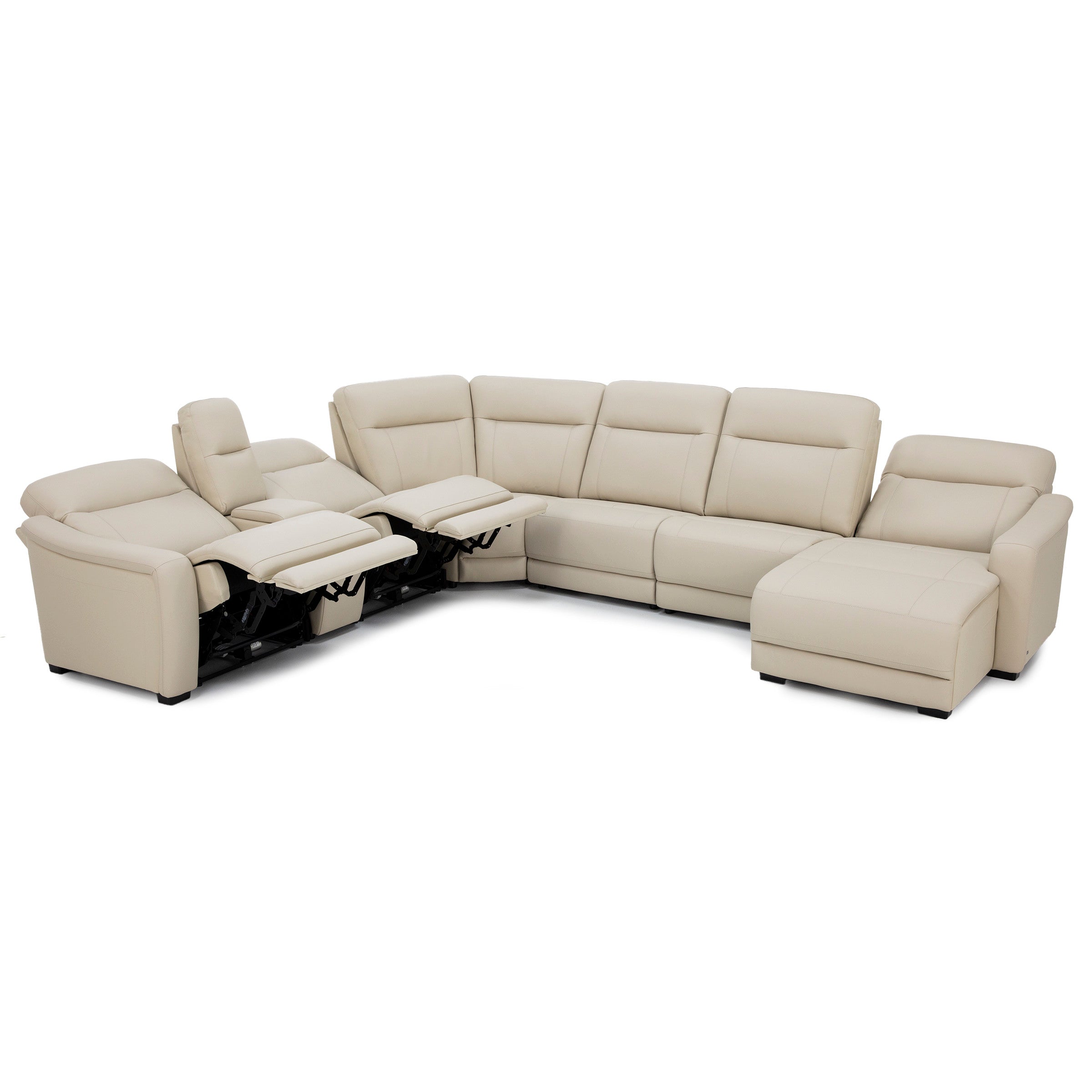 Drew & Jonathan Home Newport 7-Pc. Leather Power Headrest Zero Gravity Reclining Chaise Modular