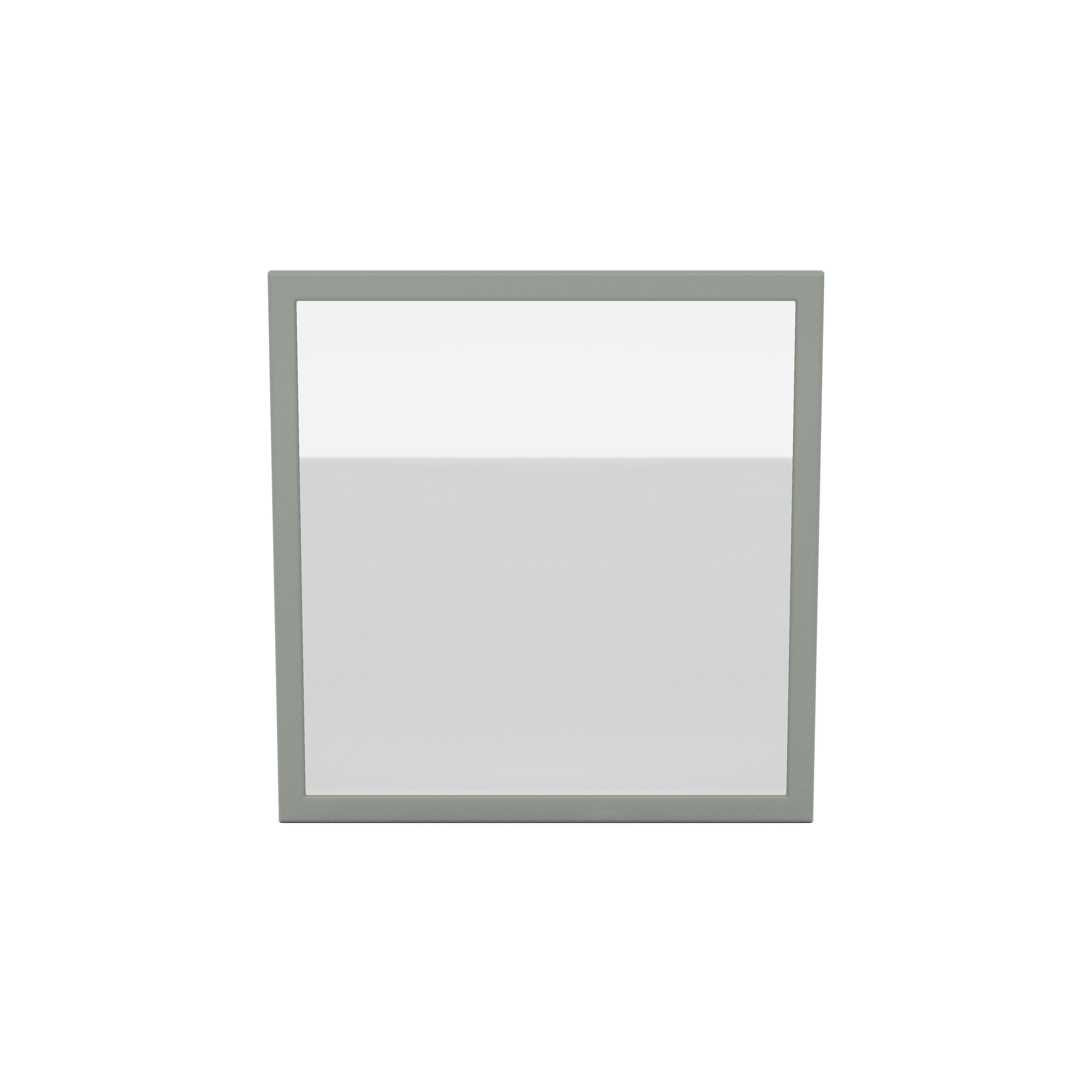 Rectangular mirror with a gray frame on a white background.