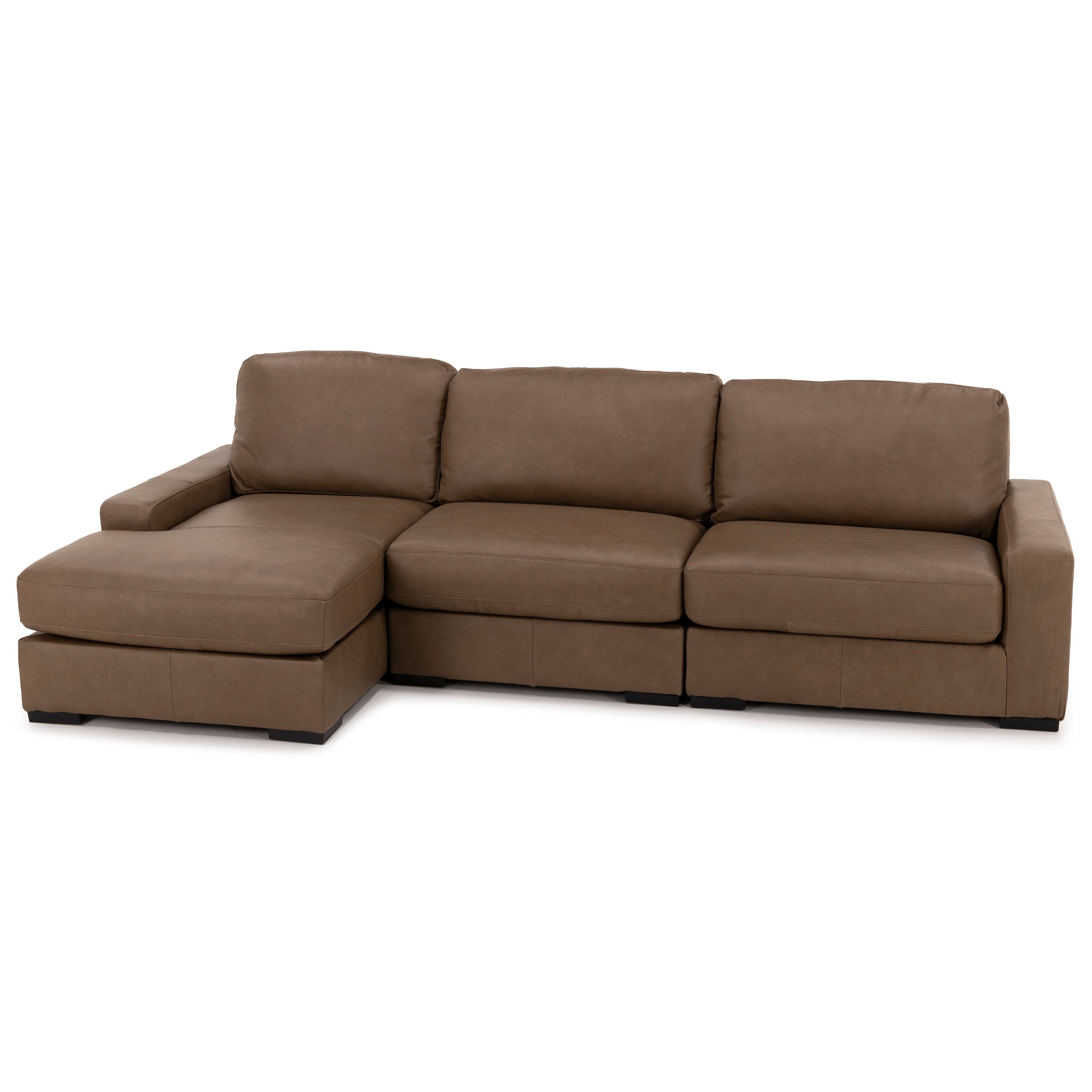 Alexa 3-Pc. Leather Chaise Sofa