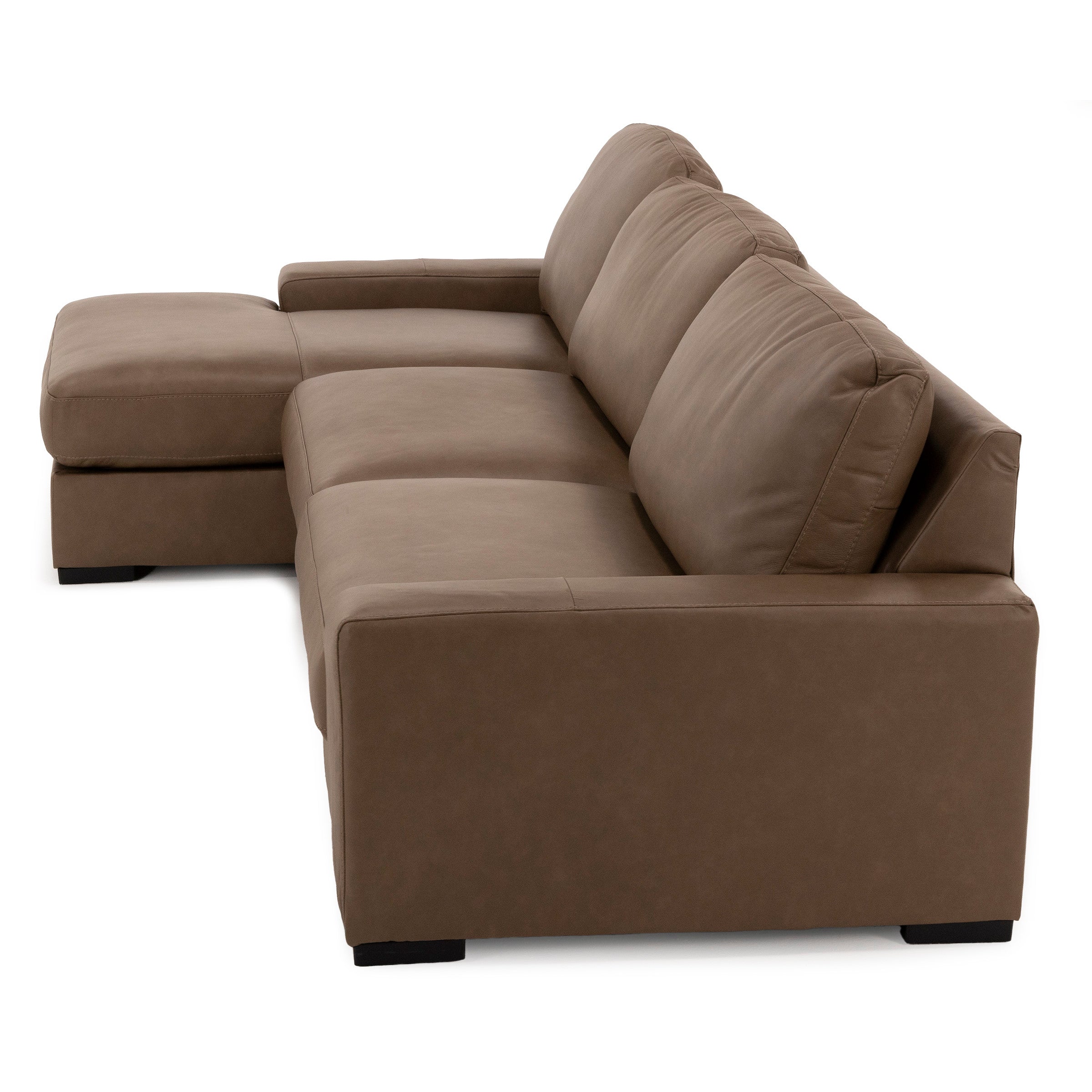 Alexa 3-Pc. Leather Chaise Sofa