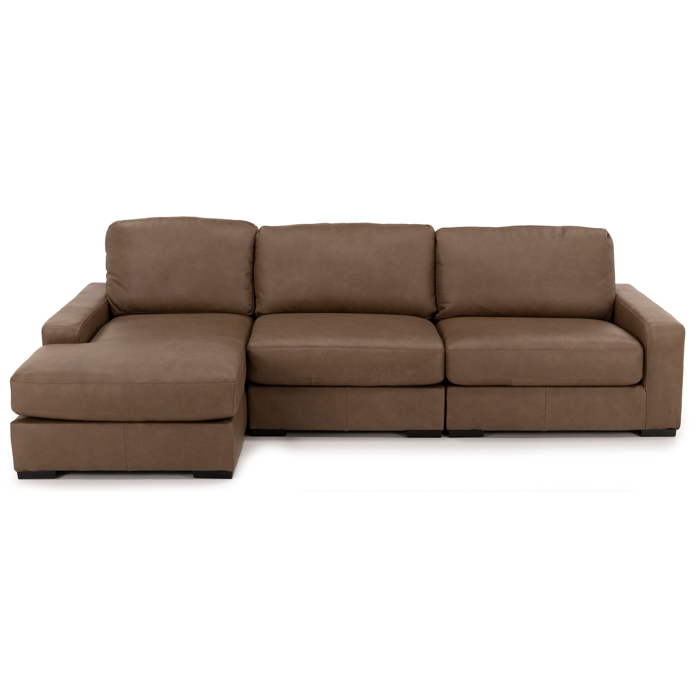 Alexa 3-Pc. Leather Chaise Sofa