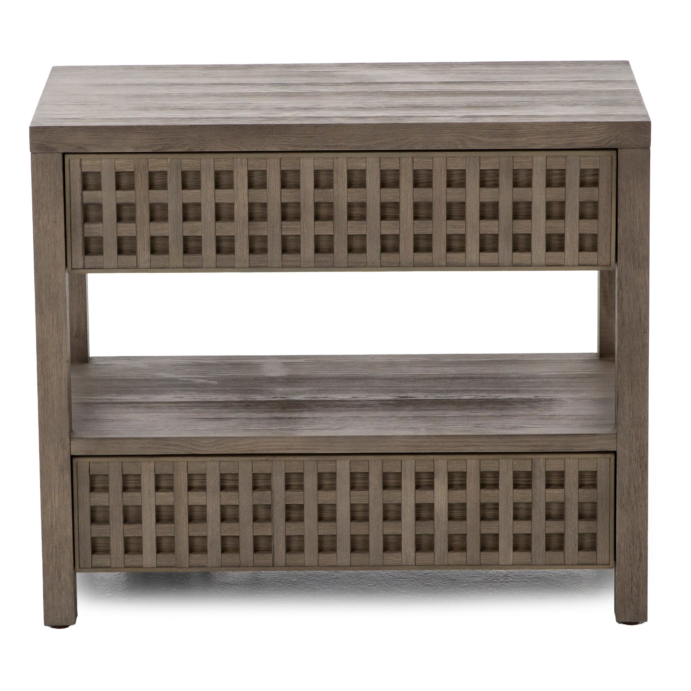 Powell Lattice 2 Drawer Nightstand In Warm Brown