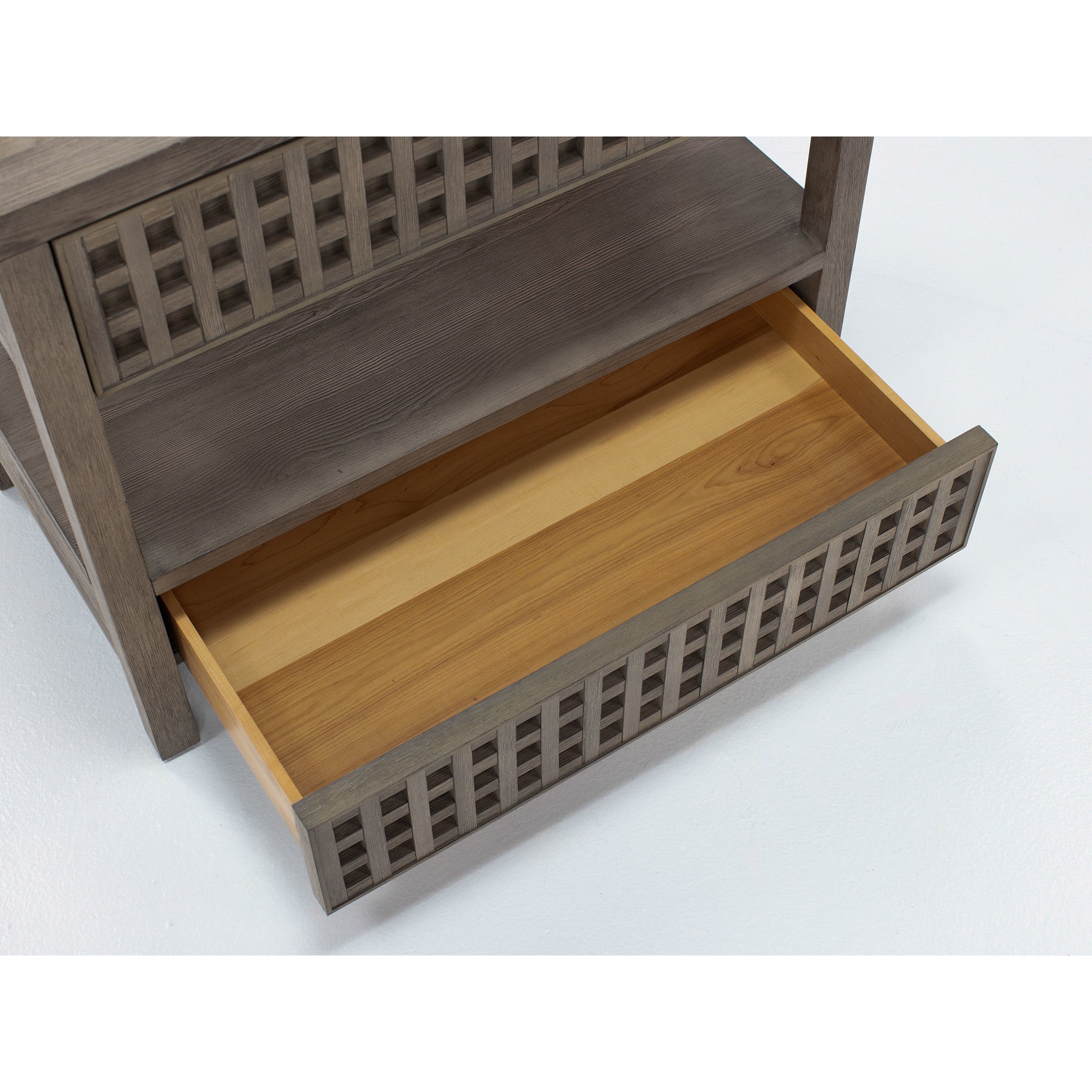 Powell Lattice 2 Drawer Nightstand In Warm Brown