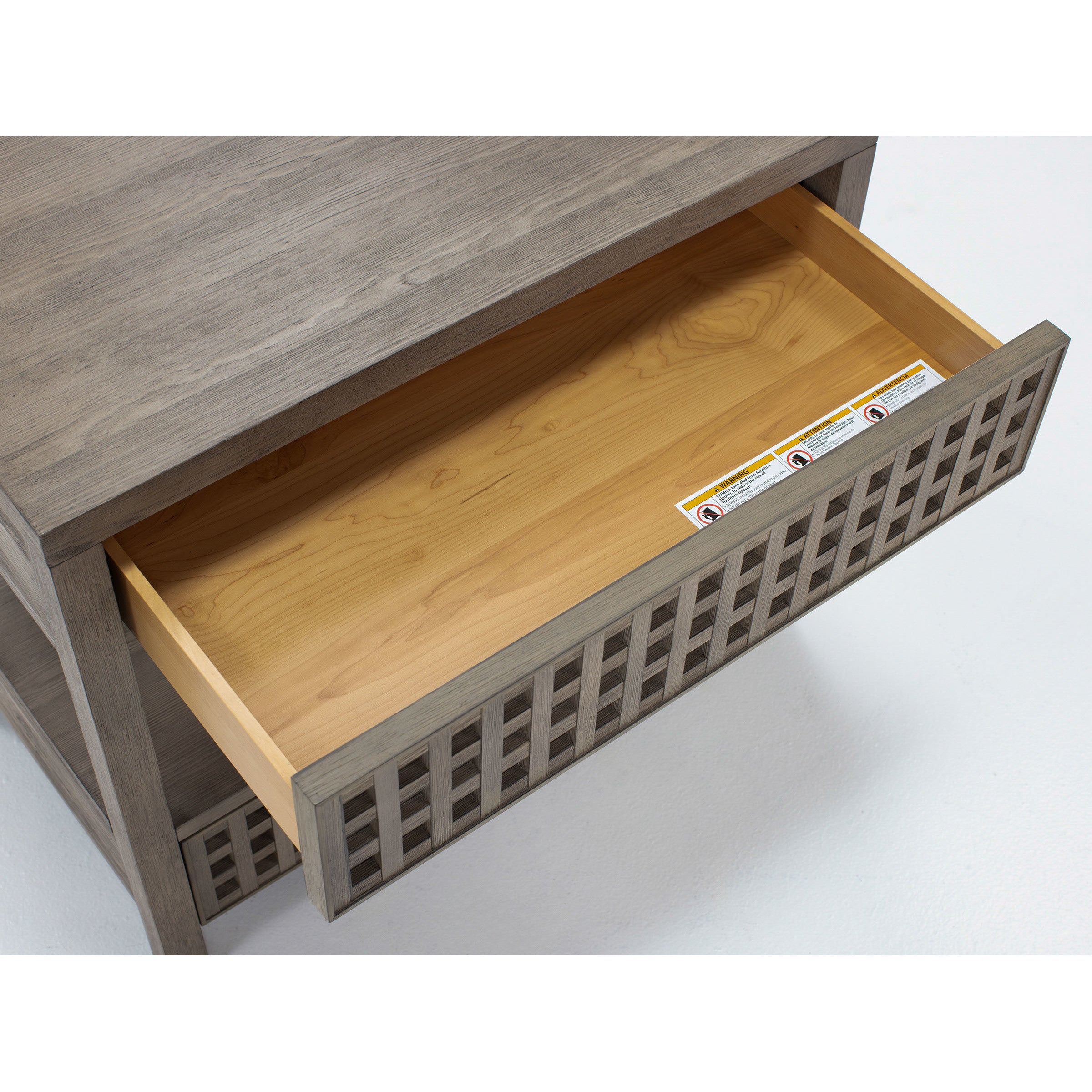 Powell Lattice 2 Drawer Nightstand In Warm Brown