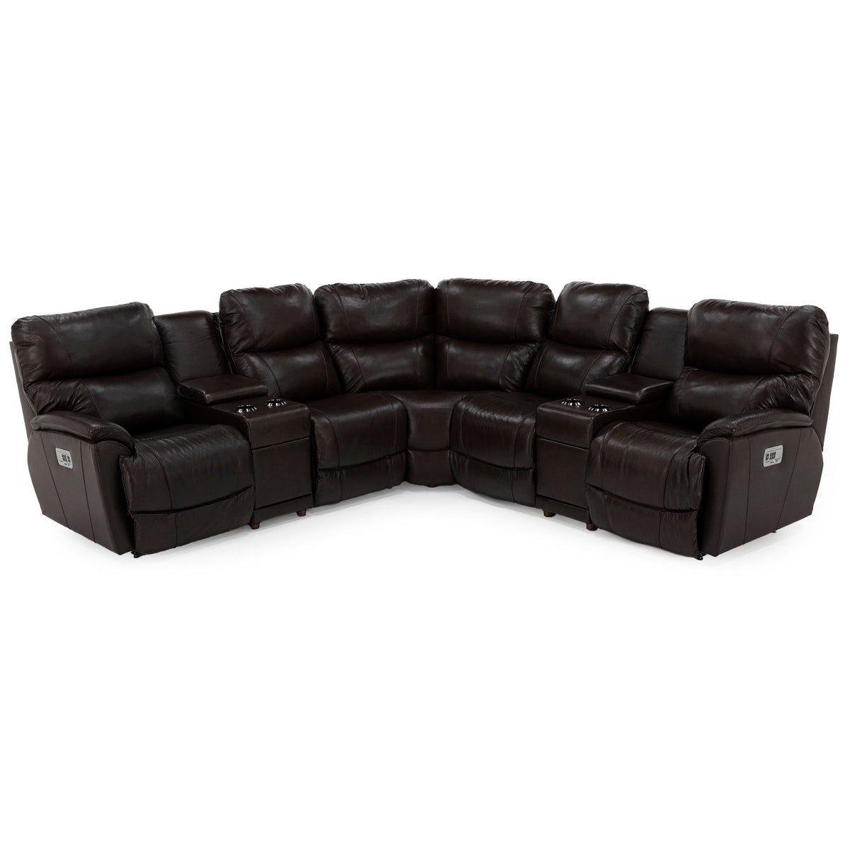 Trouper 7-Pc. Leather Fully Loaded Reclining Modular With Wireless Remotes
