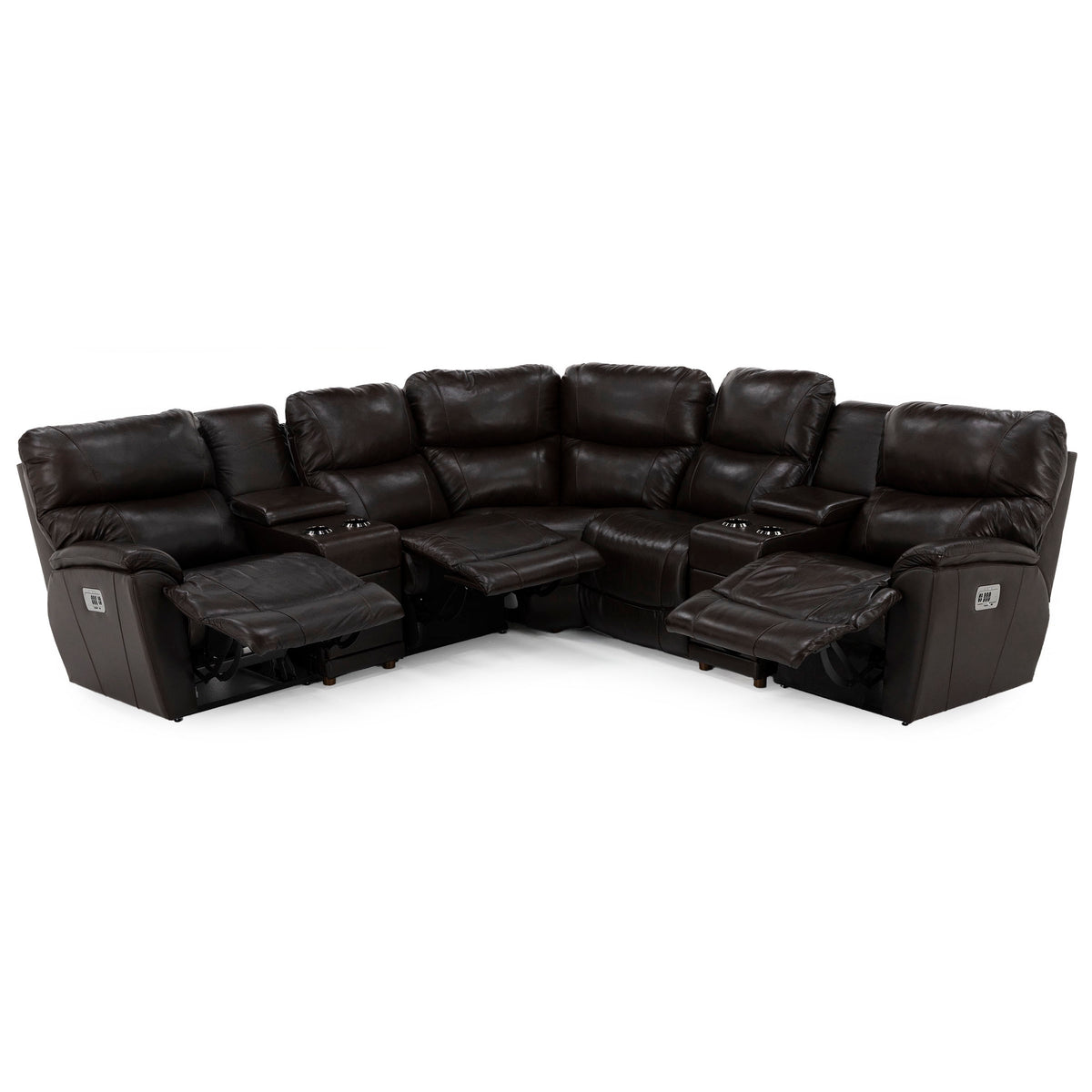 Trouper 7-Pc. Leather Fully Loaded Reclining Modular With Wireless Remotes