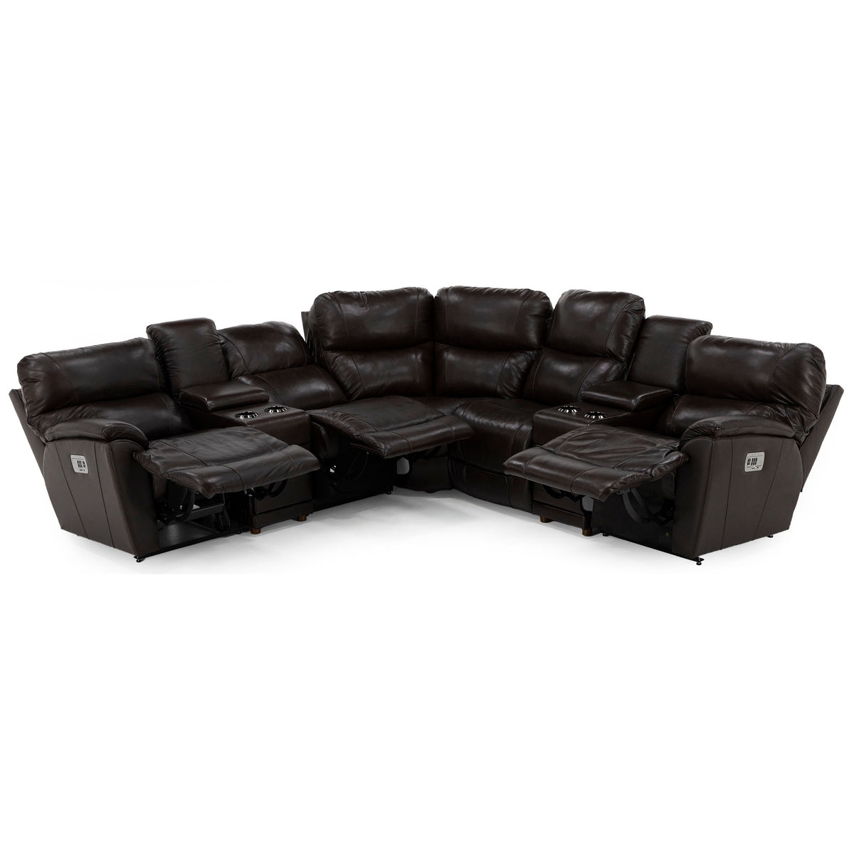 Trouper 7-Pc. Leather Fully Loaded Reclining Modular With Wireless Remotes