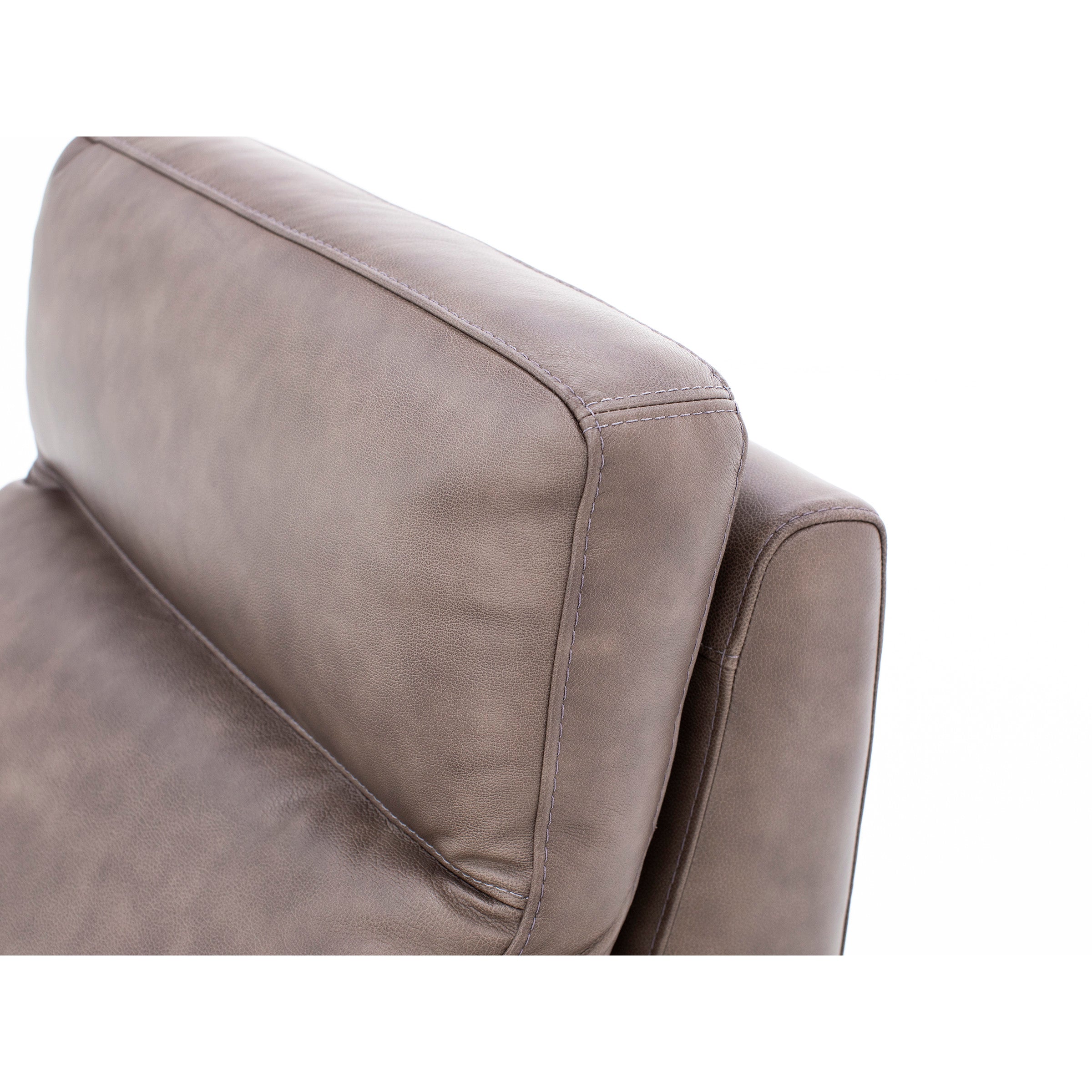 Pasadena Leather Dome Arm Power Headrest Recliner in Driftwood