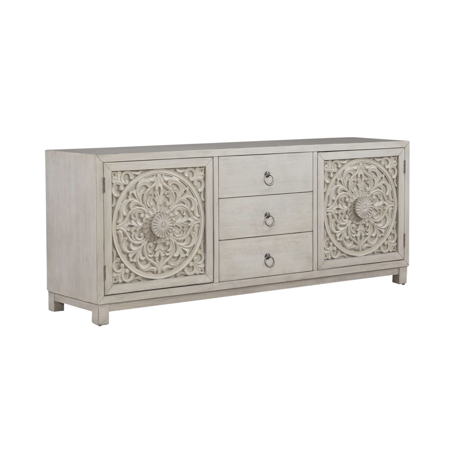 Sundance 72" 2 Door 3 Drawer Accent Cabinet In Antique Linen Finish
